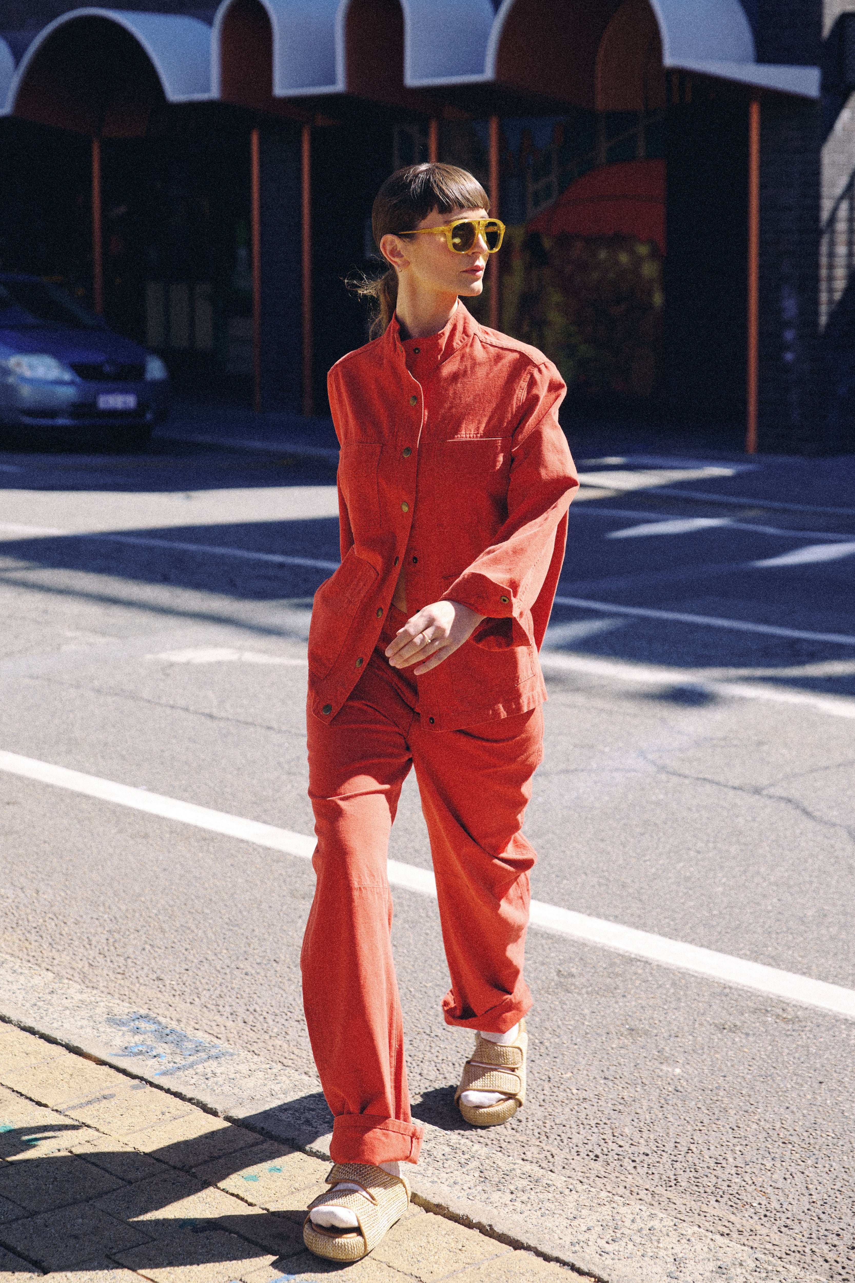 Melina Cotton Twill Bow-Leg Pant