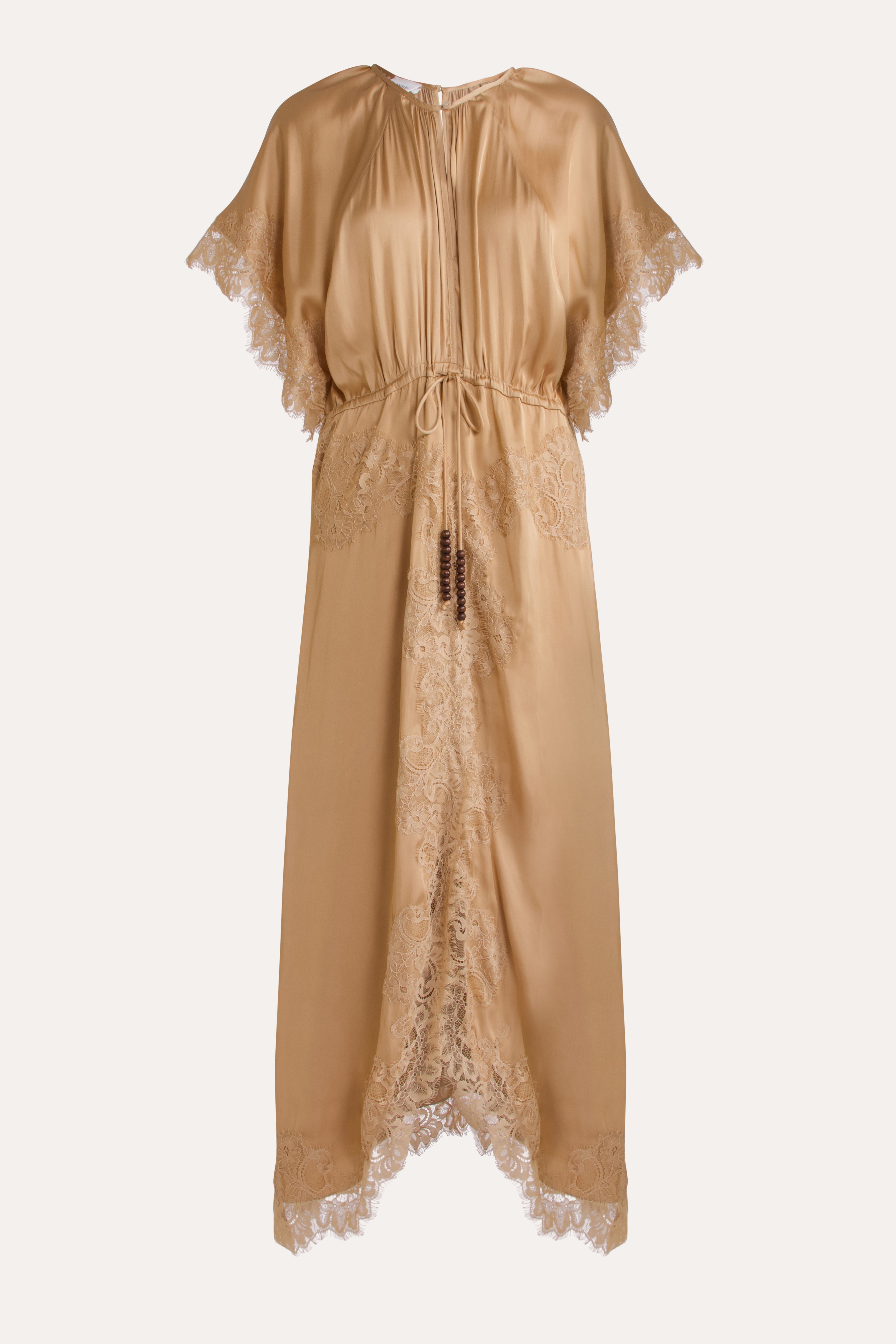 Mimi Satin & Eyelash Lace Dress