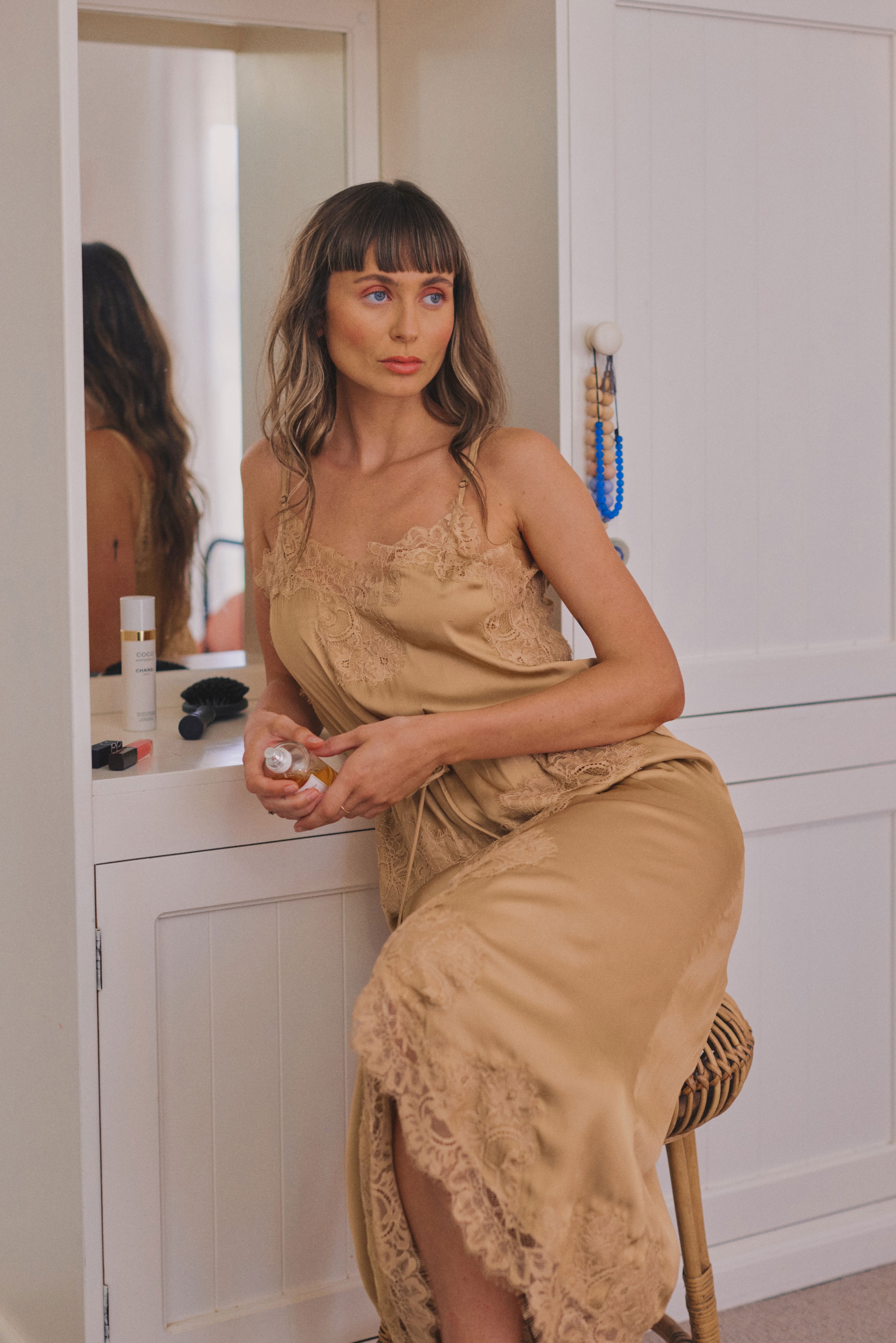 Mimi Satin & Eyelash Lace Cami Dress