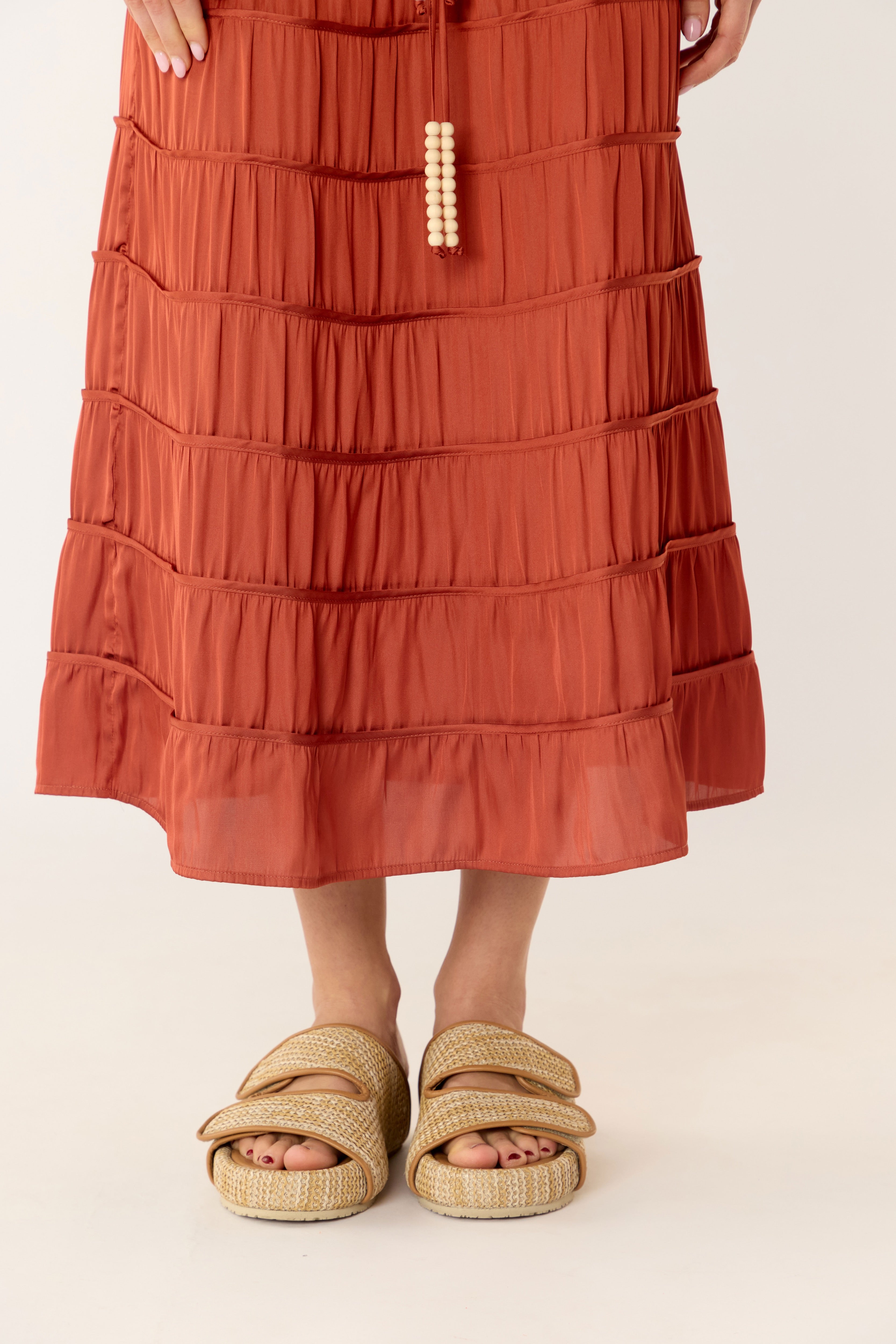 Alina Tiered Satin Skirt