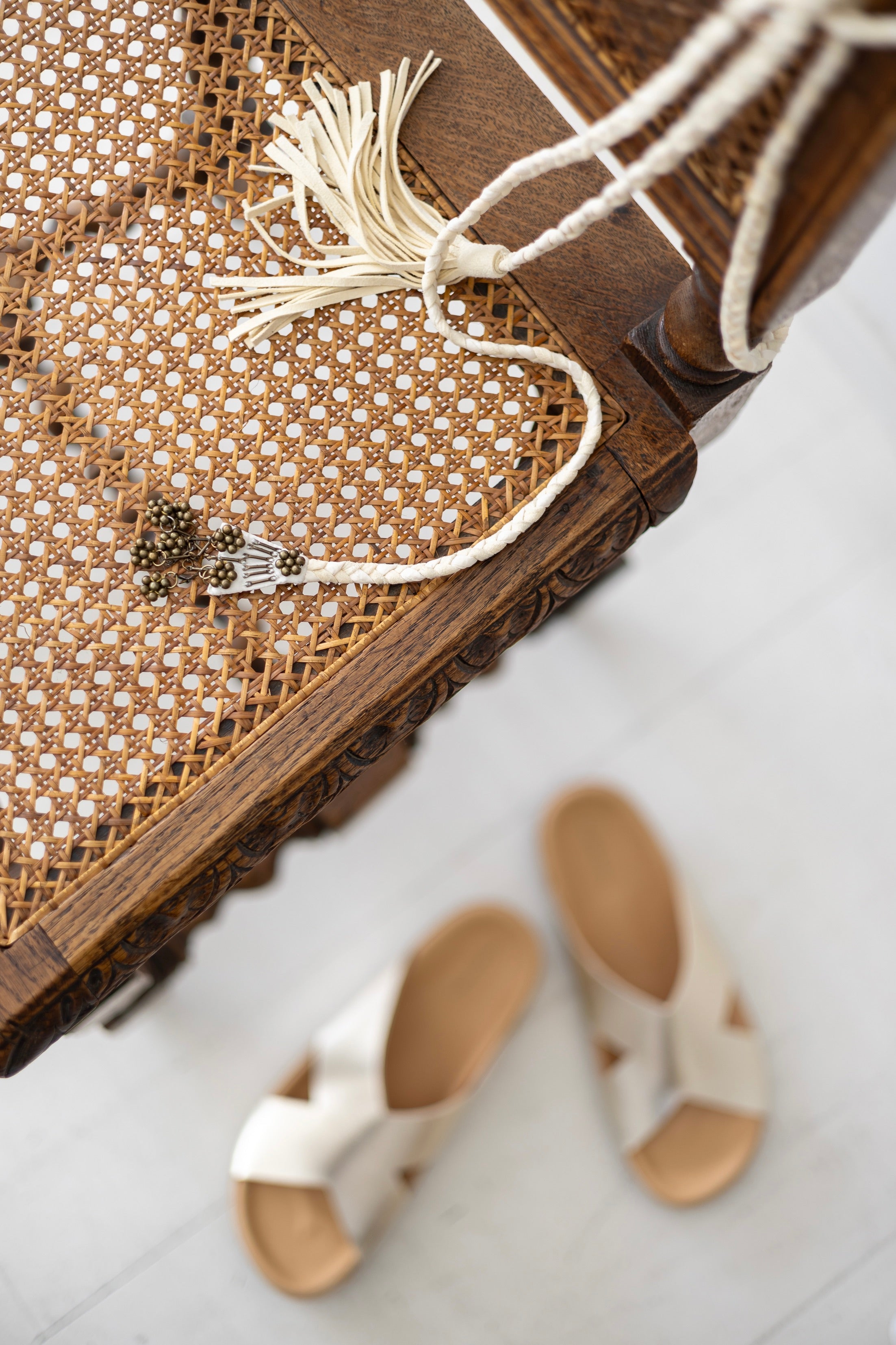 Oak Plaited Suede & Silk Chiffon Tie Belt