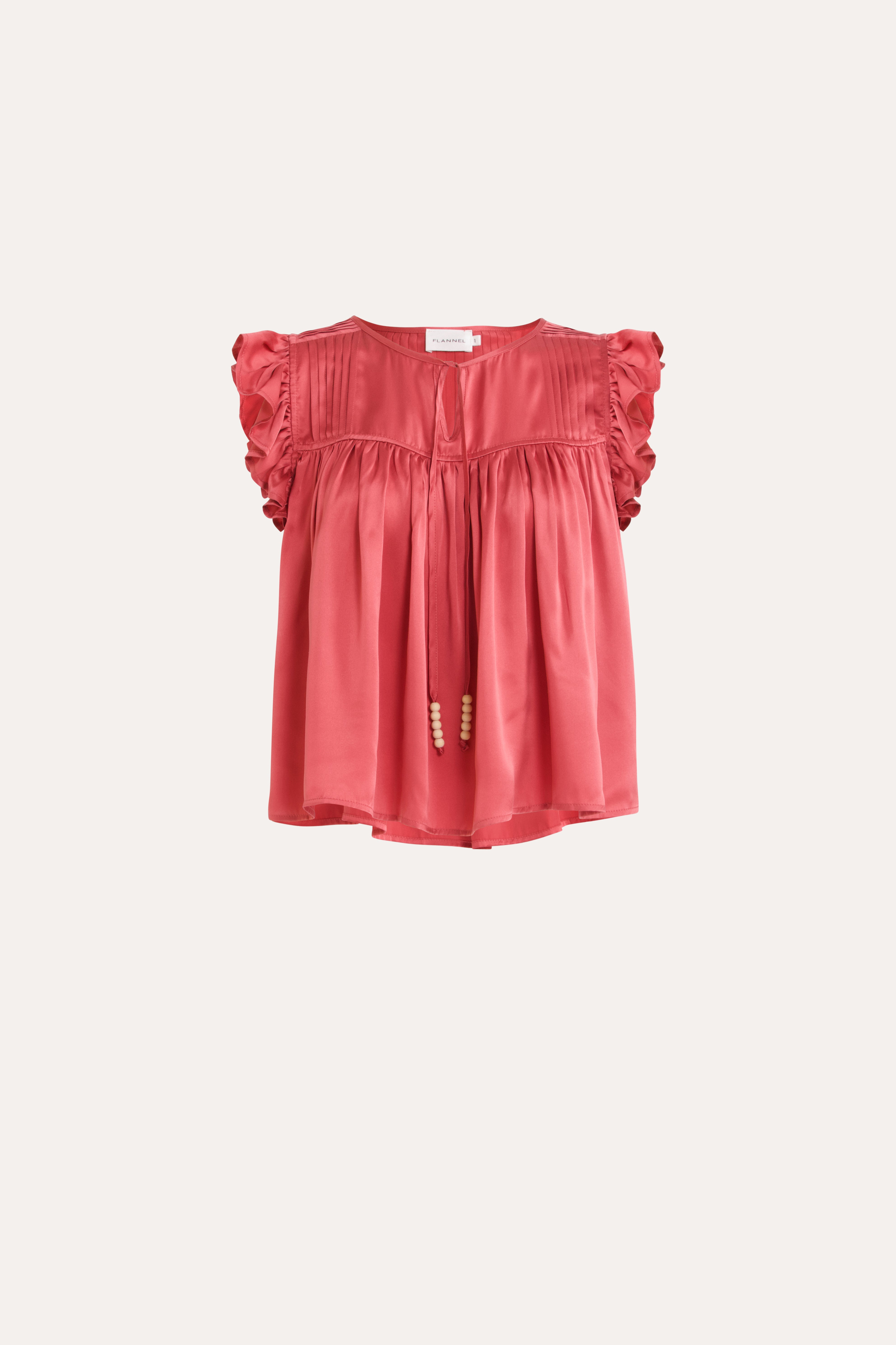 Tindra Silk Pleated Top