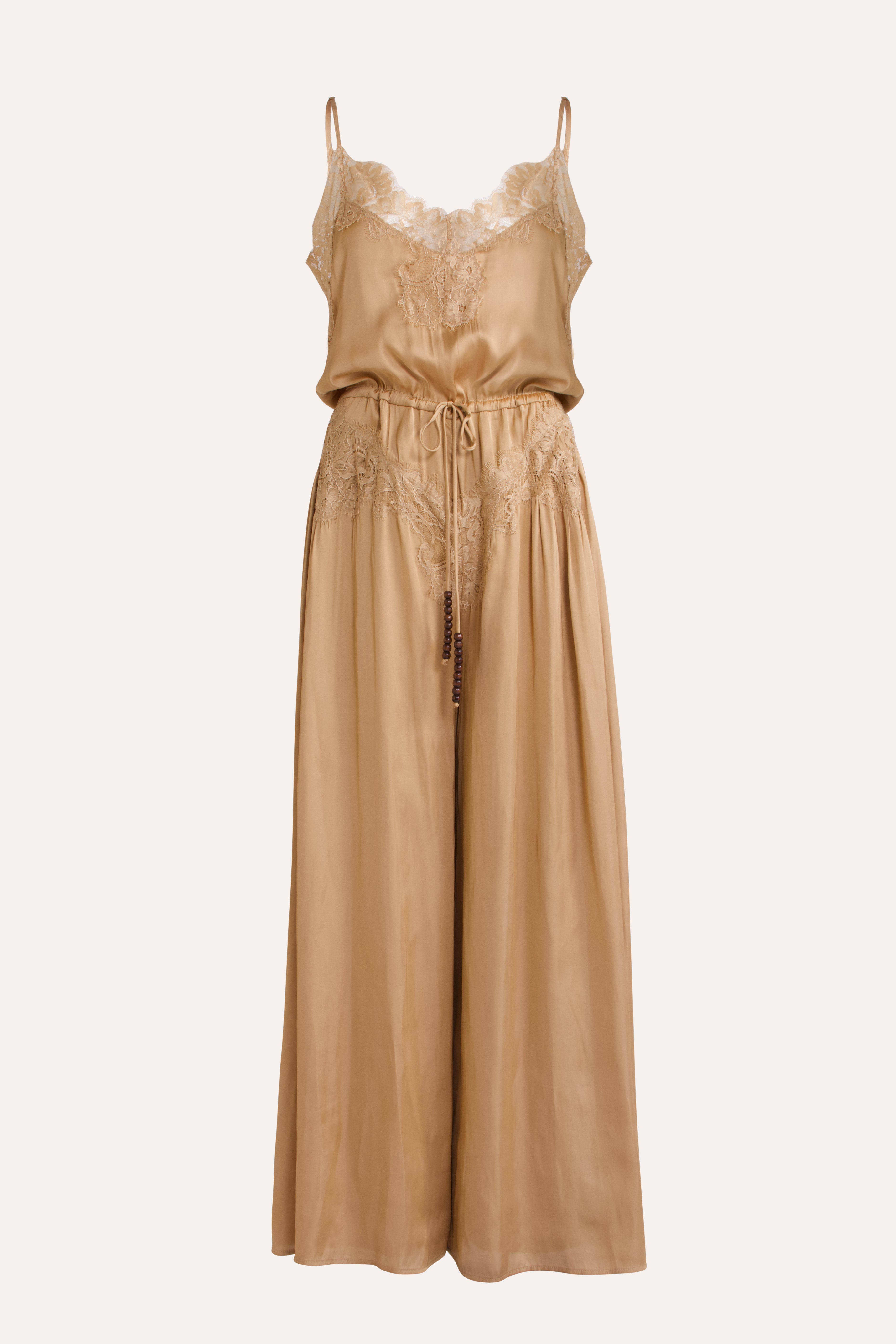 Mimi Satin & Eyelash Lace Jumpsuit