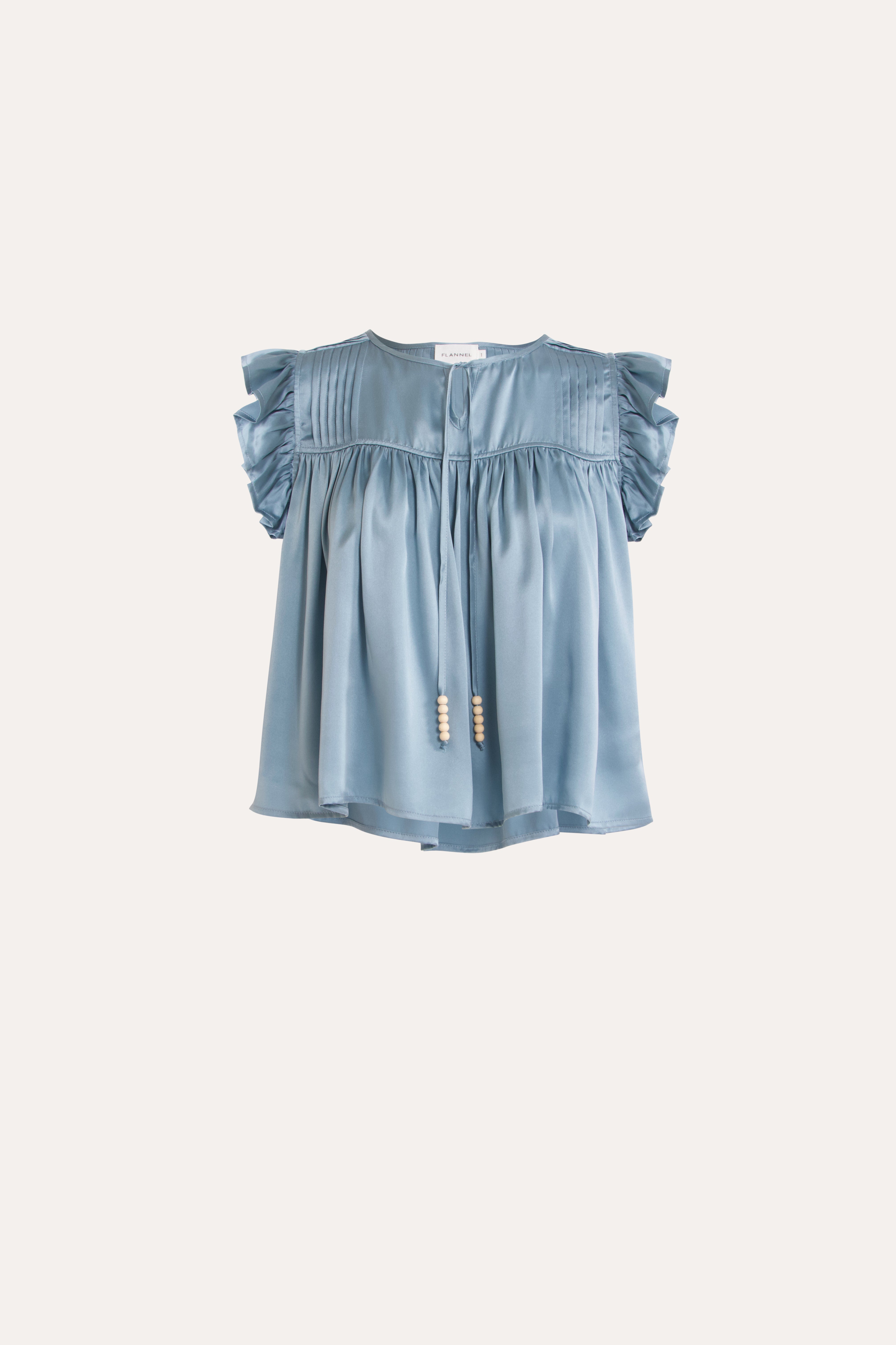 Tindra Silk Pleated Top