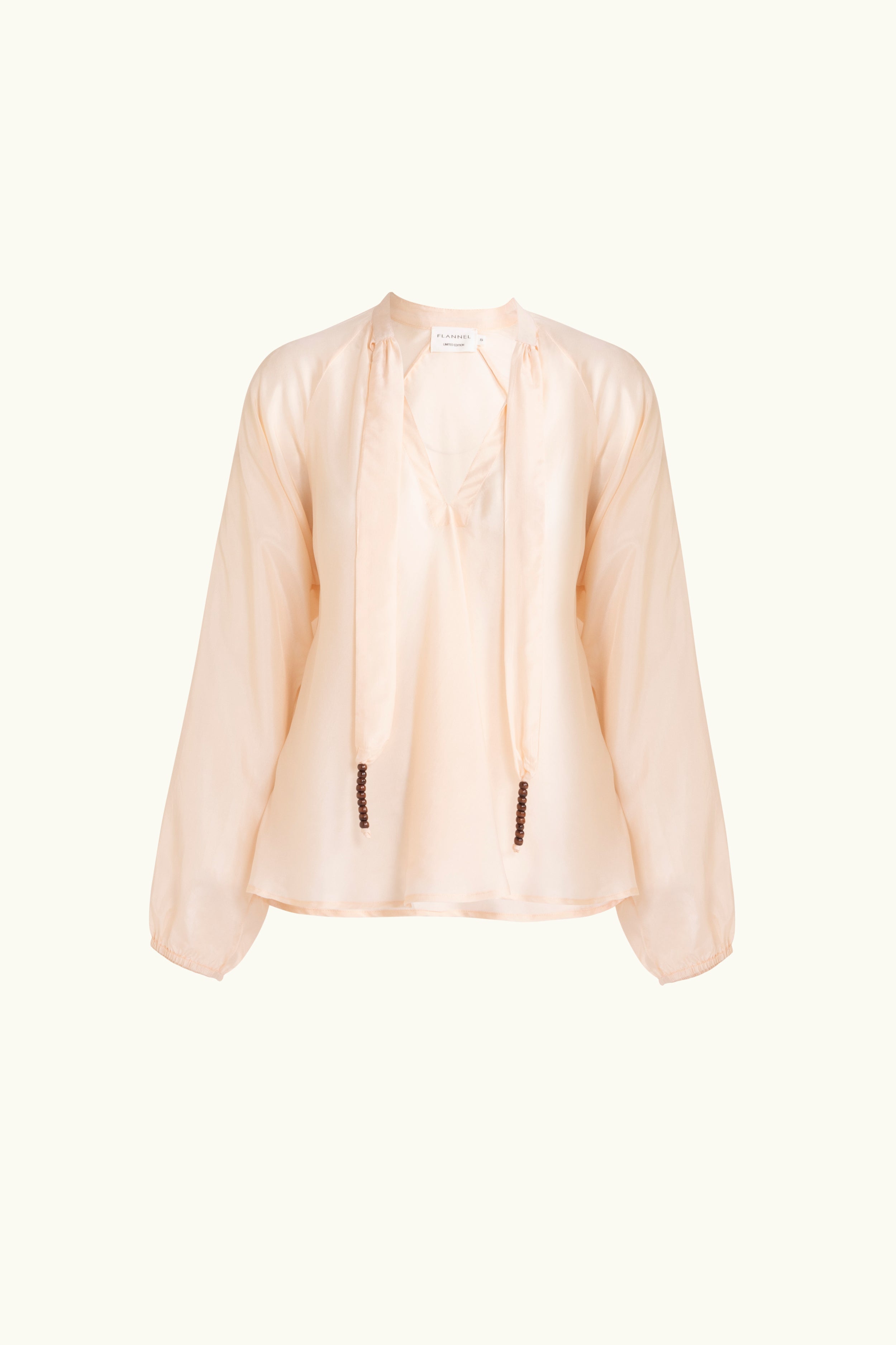 Amal Silk Habotai Long Sleeve Top