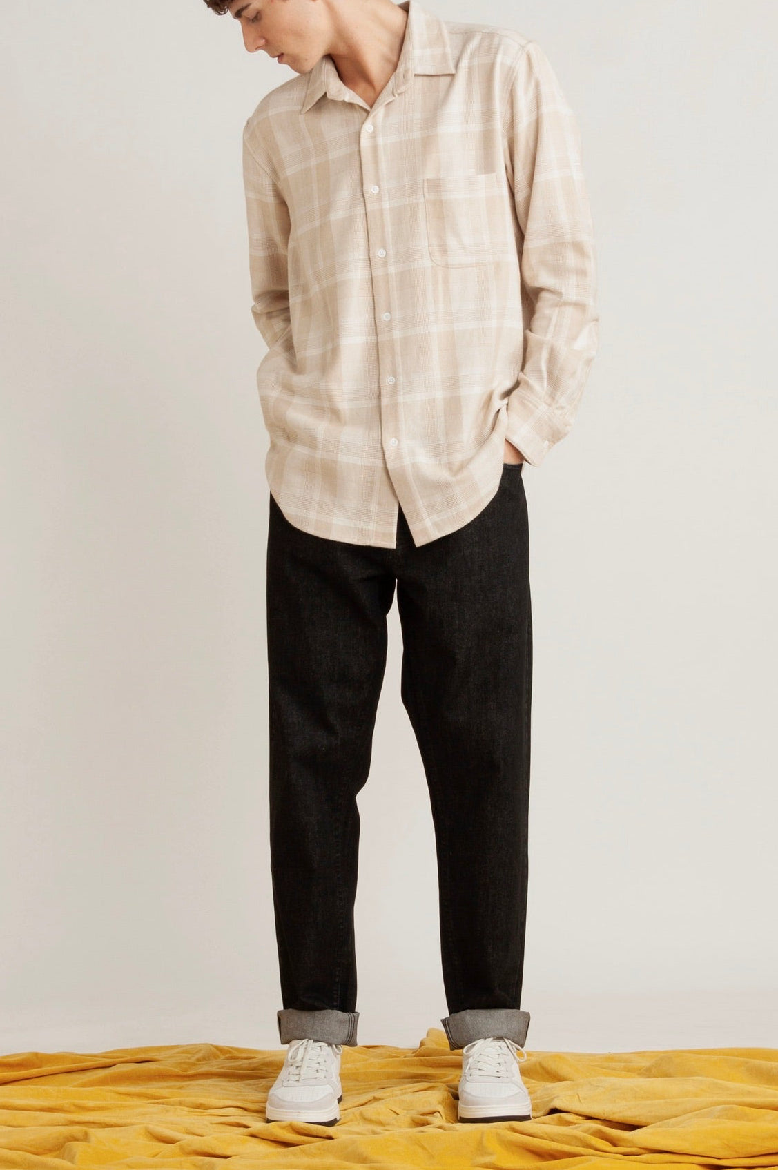 Shelby Sand Check Cotton Shirt