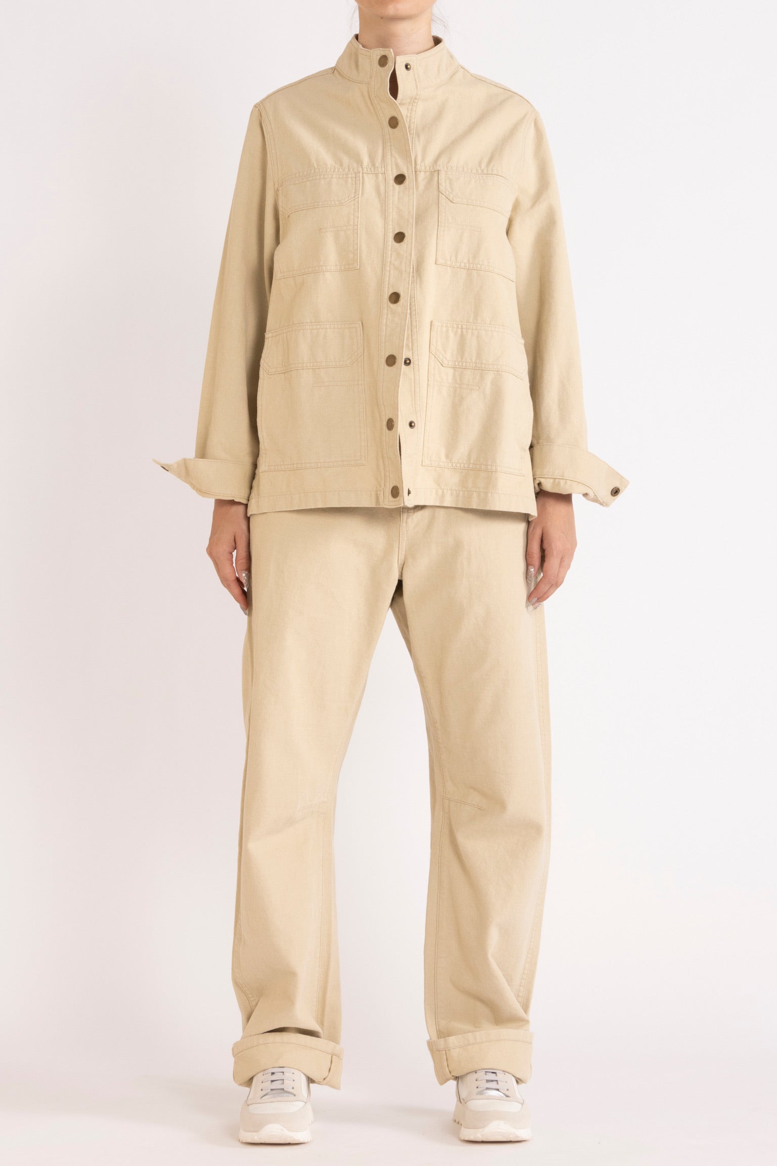 Stone Melina Cotton Twill Bow-Leg Pant