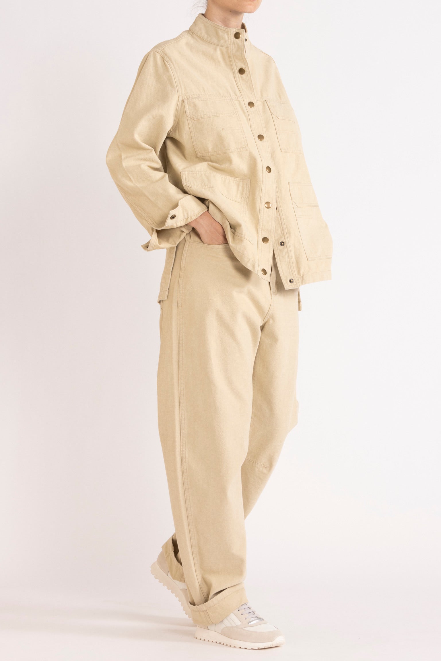 Melina Cotton Twill Bow-Stone Leg Pant