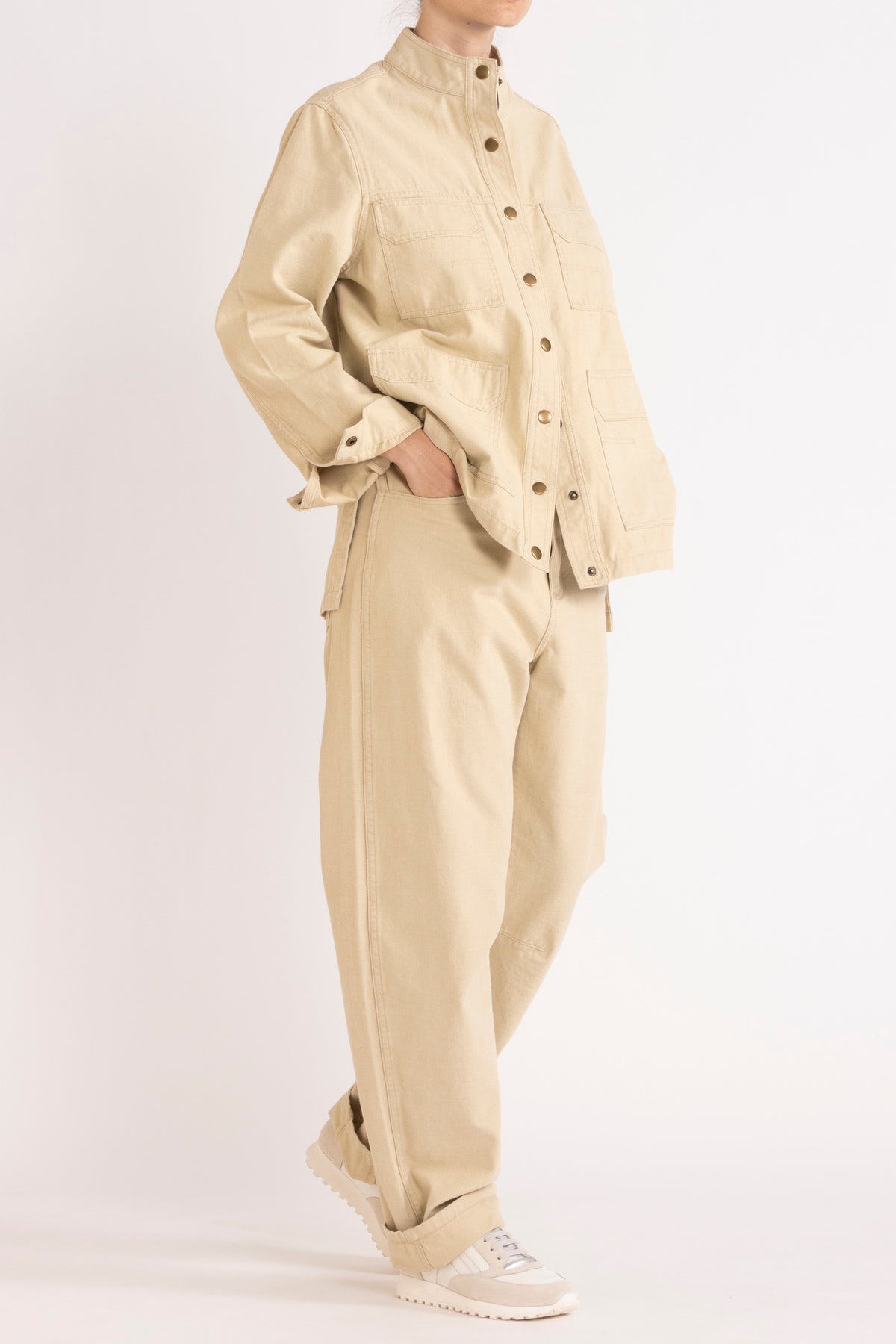Melina Cotton Twill Bow-Stone Leg Pant