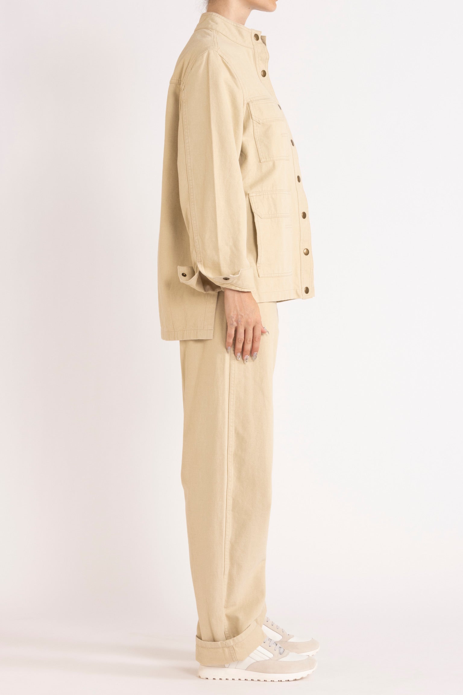 Stone Melina Cotton Twill Bow-Leg Pant