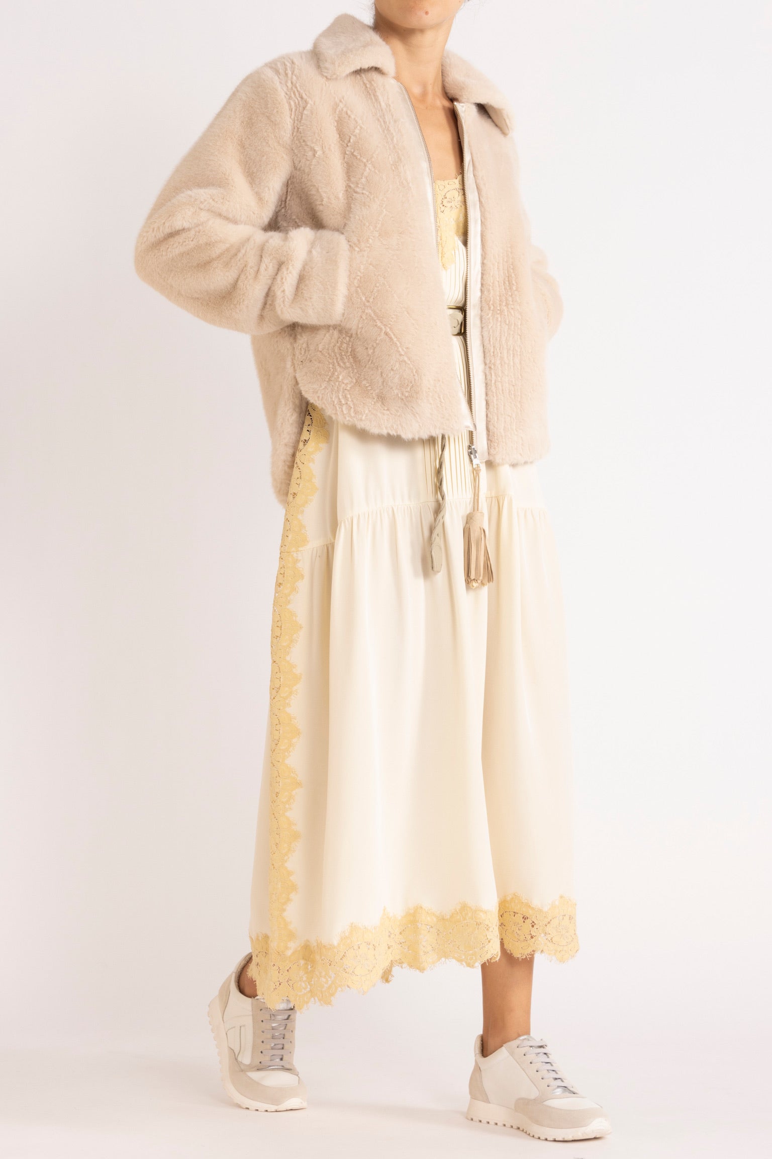 Lexi Laser-Cut Faux Fur Jacket
