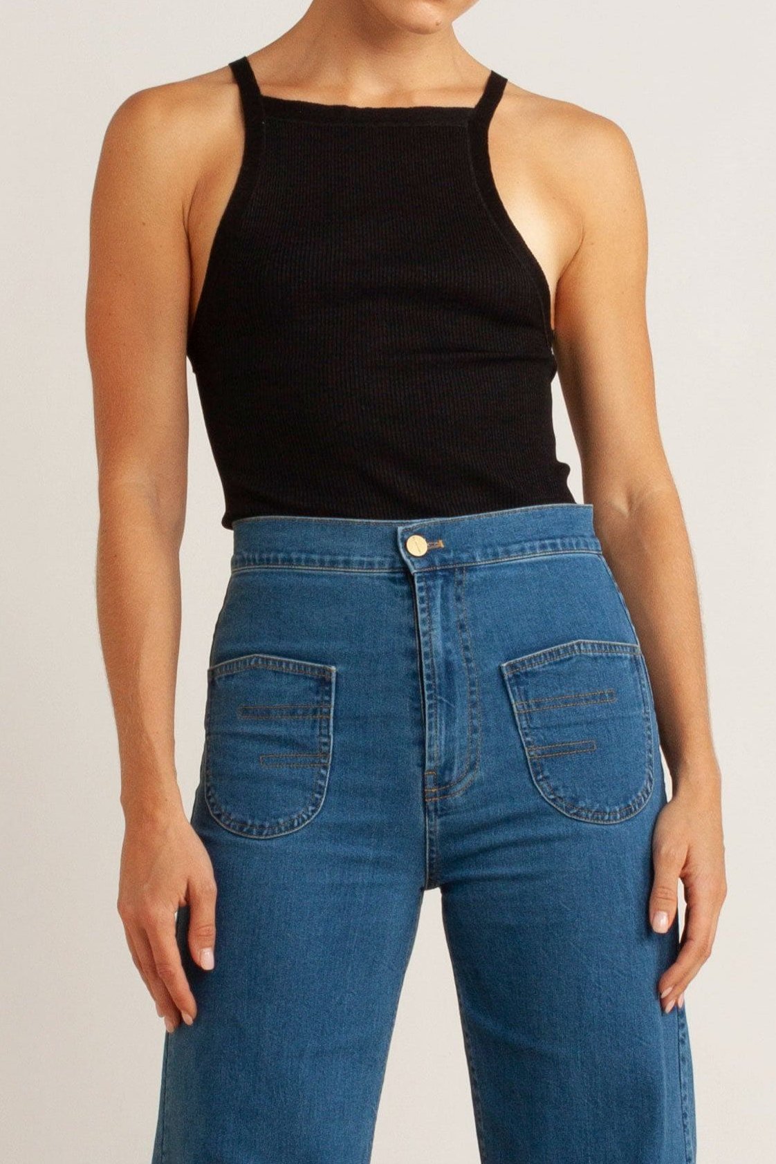 Clover Ribbed Silk-Cotton Tank