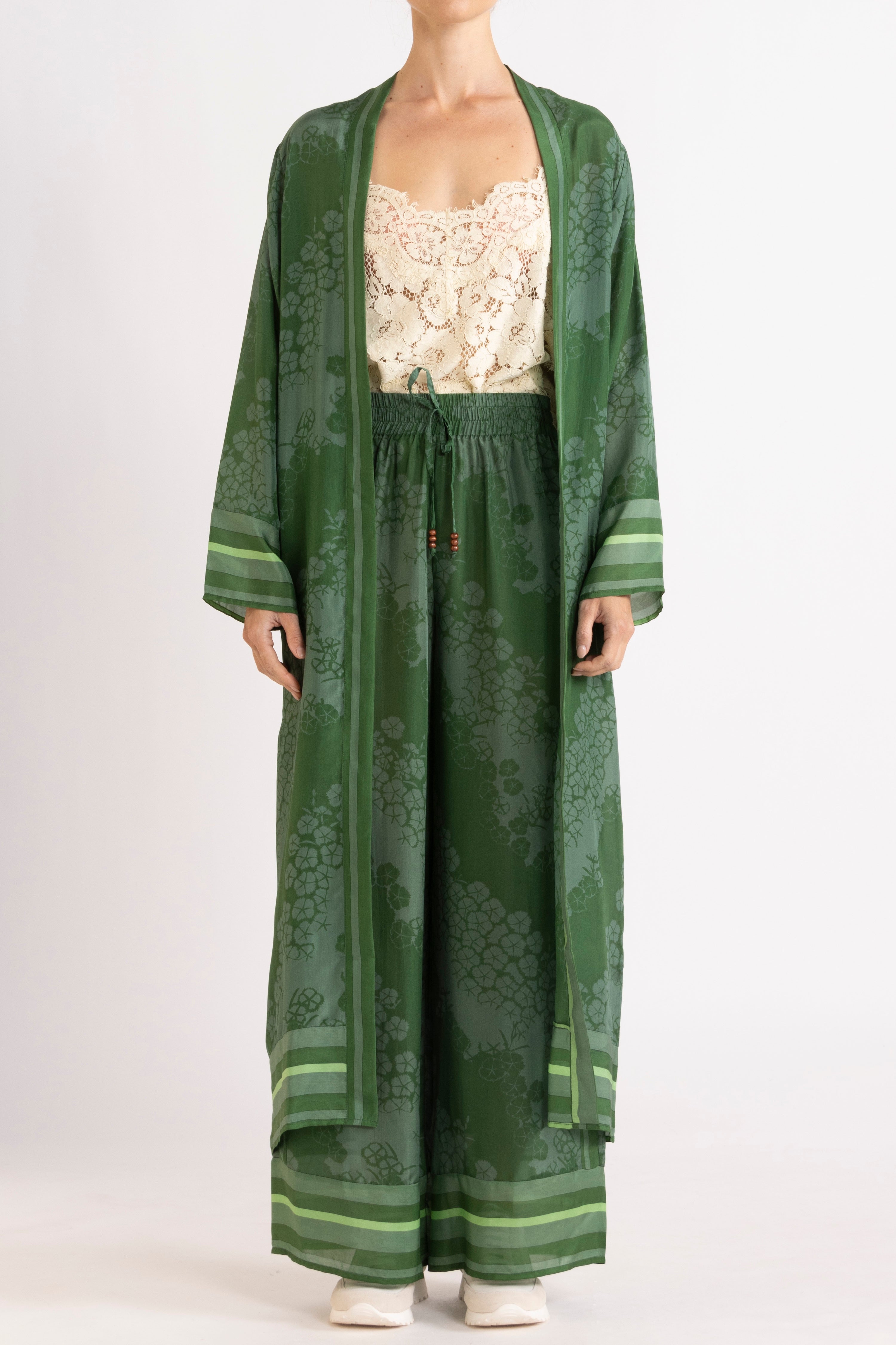 Arden Printed Silk Long Jacket