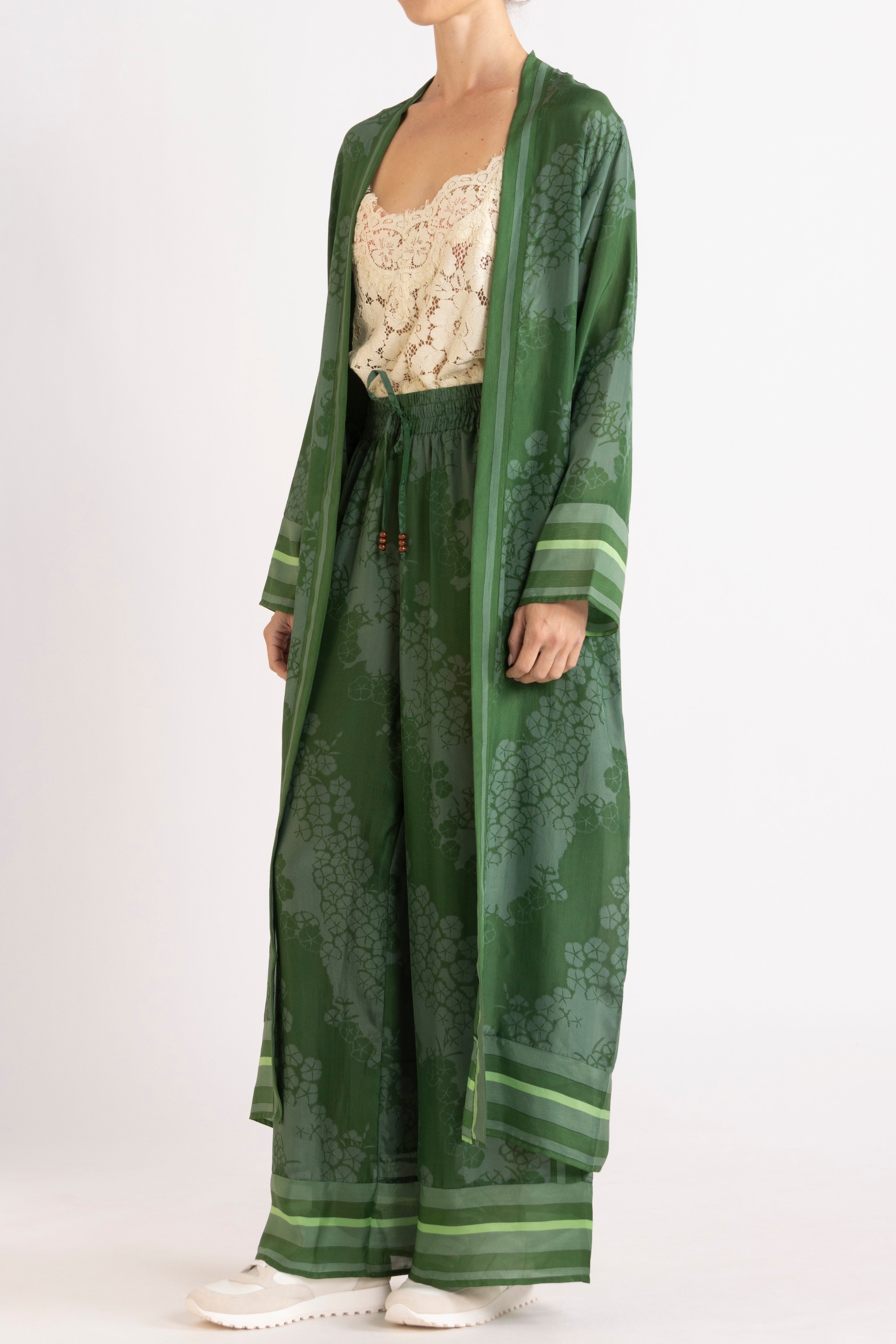 Arden Printed Silk Long Jacket