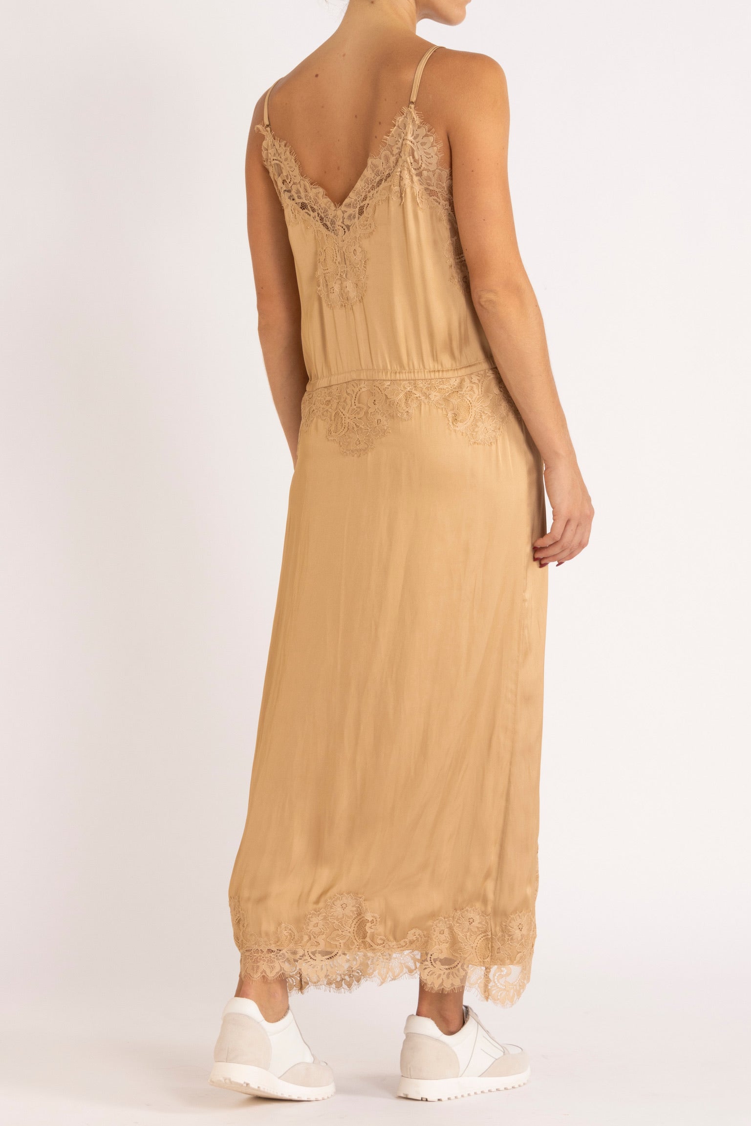 Mimi Satin & Eyelash Lace Cami Dress