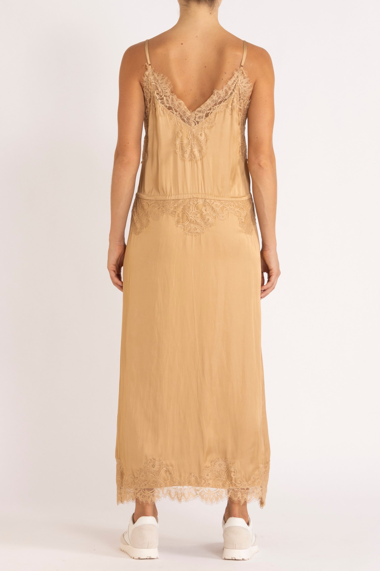 Mimi Satin & Eyelash Lace Cami Dress
