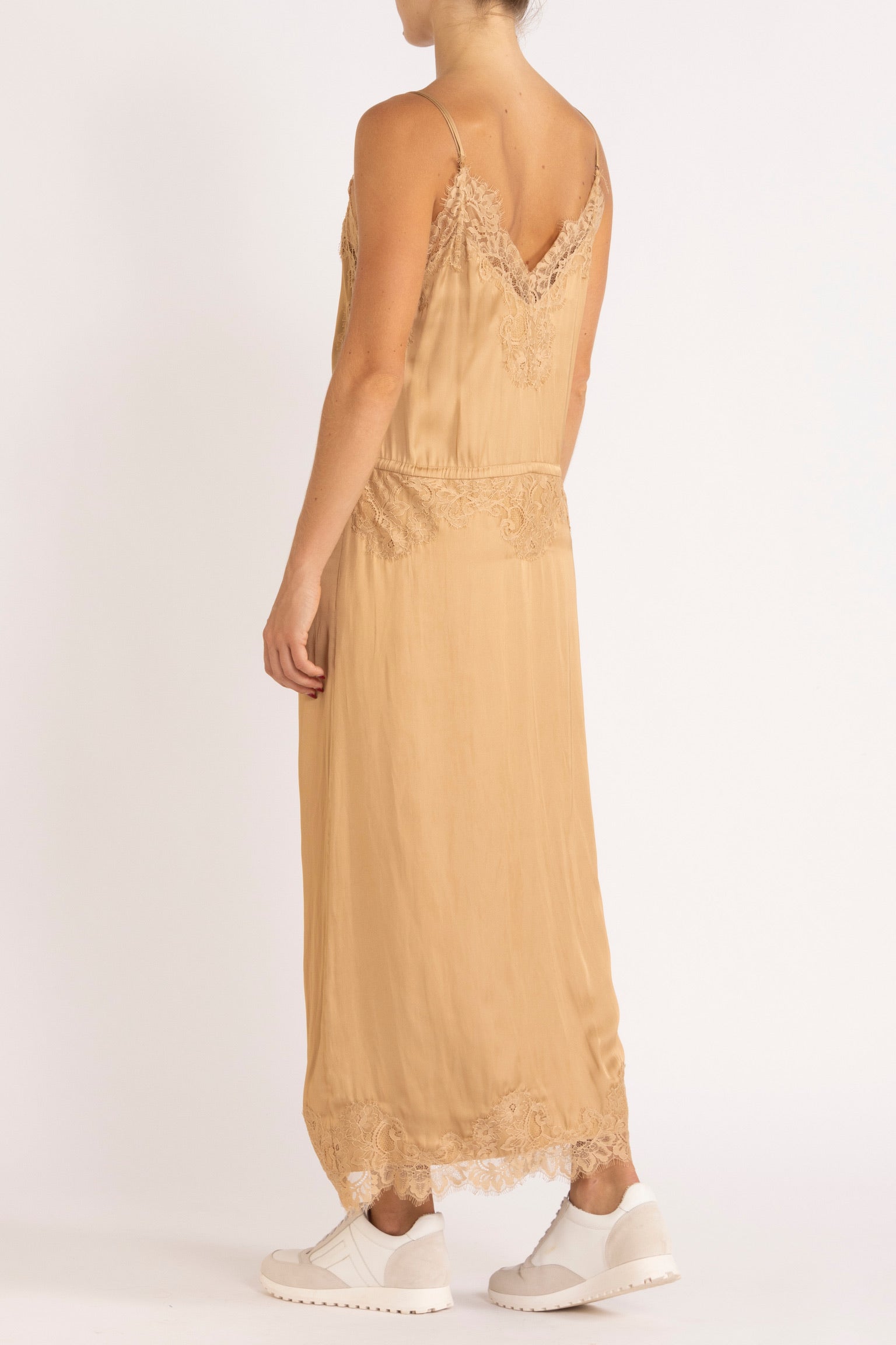 Mimi Satin & Eyelash Lace Cami Dress