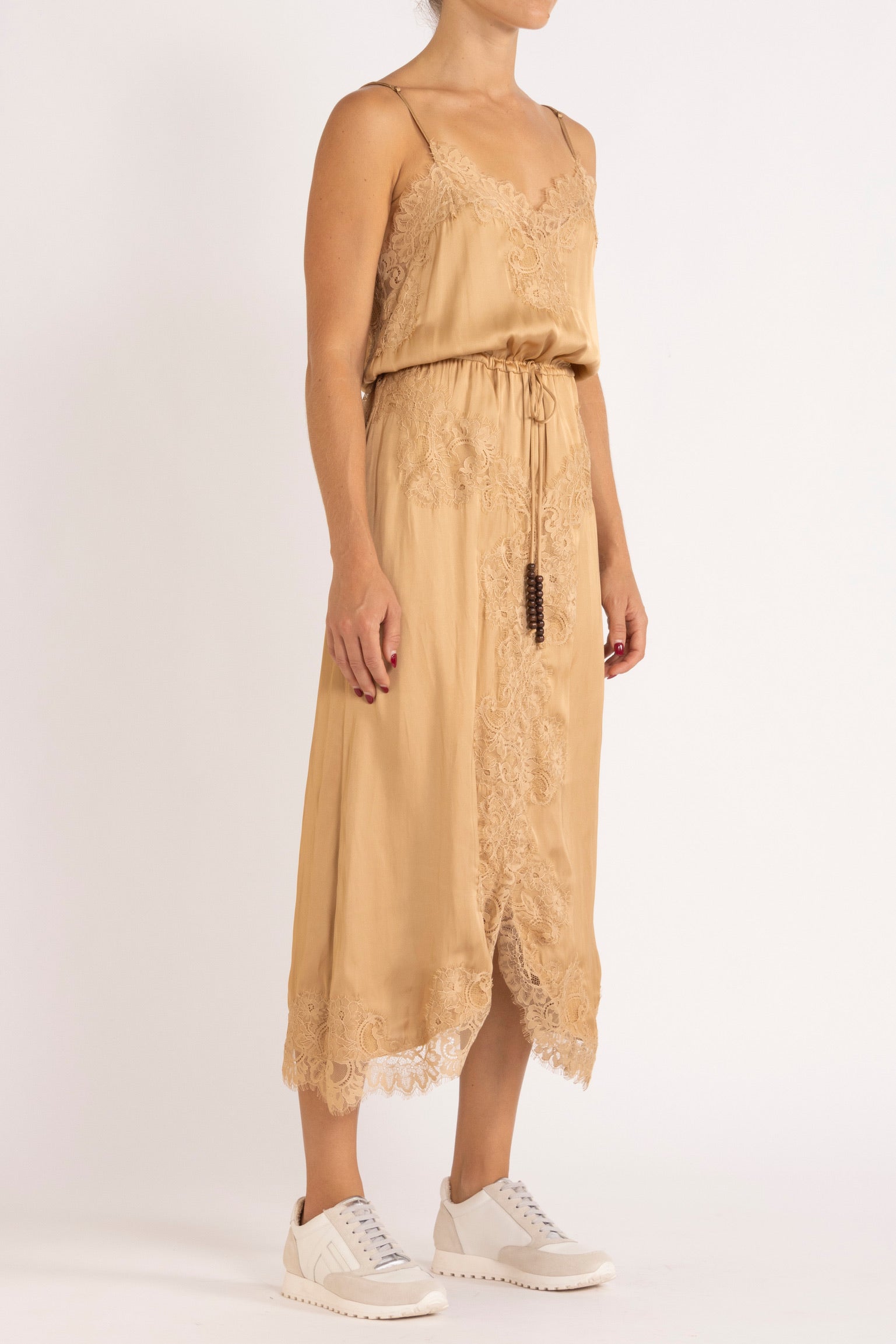 Mimi Satin & Eyelash Lace Cami Dress