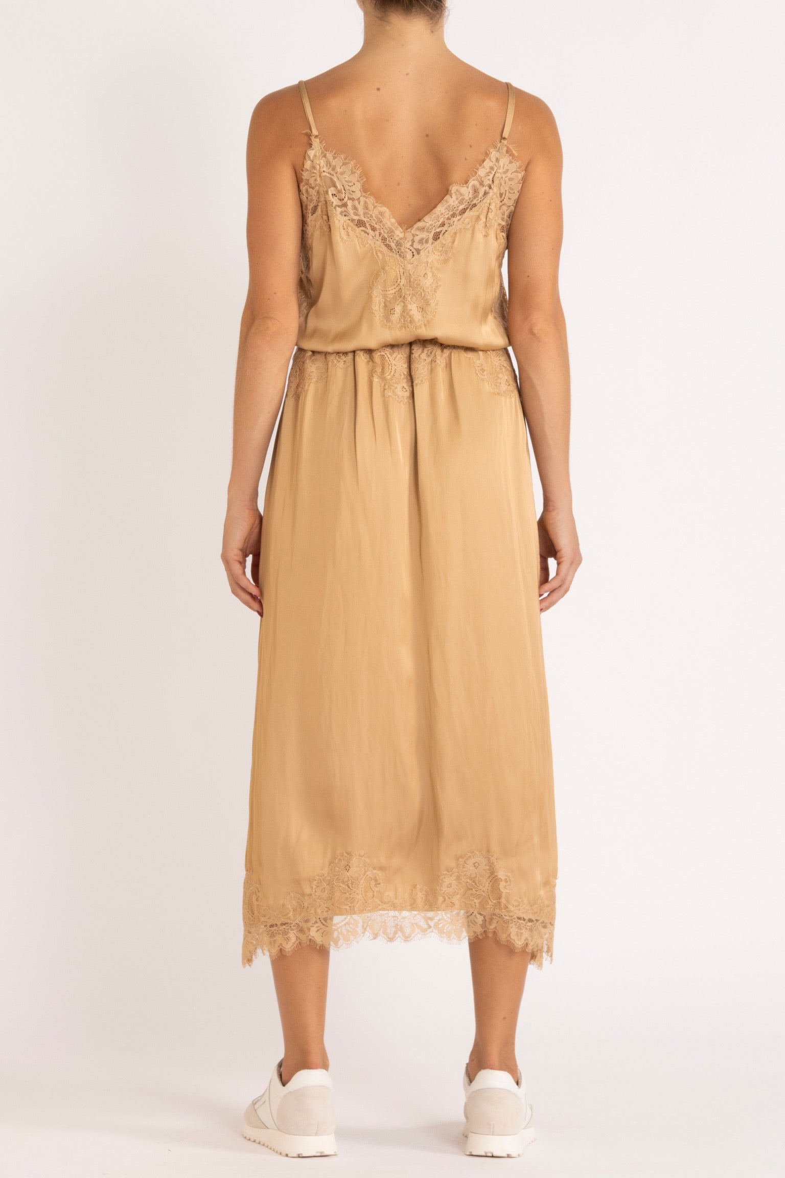 Mimi Satin & Eyelash Lace Cami Dress