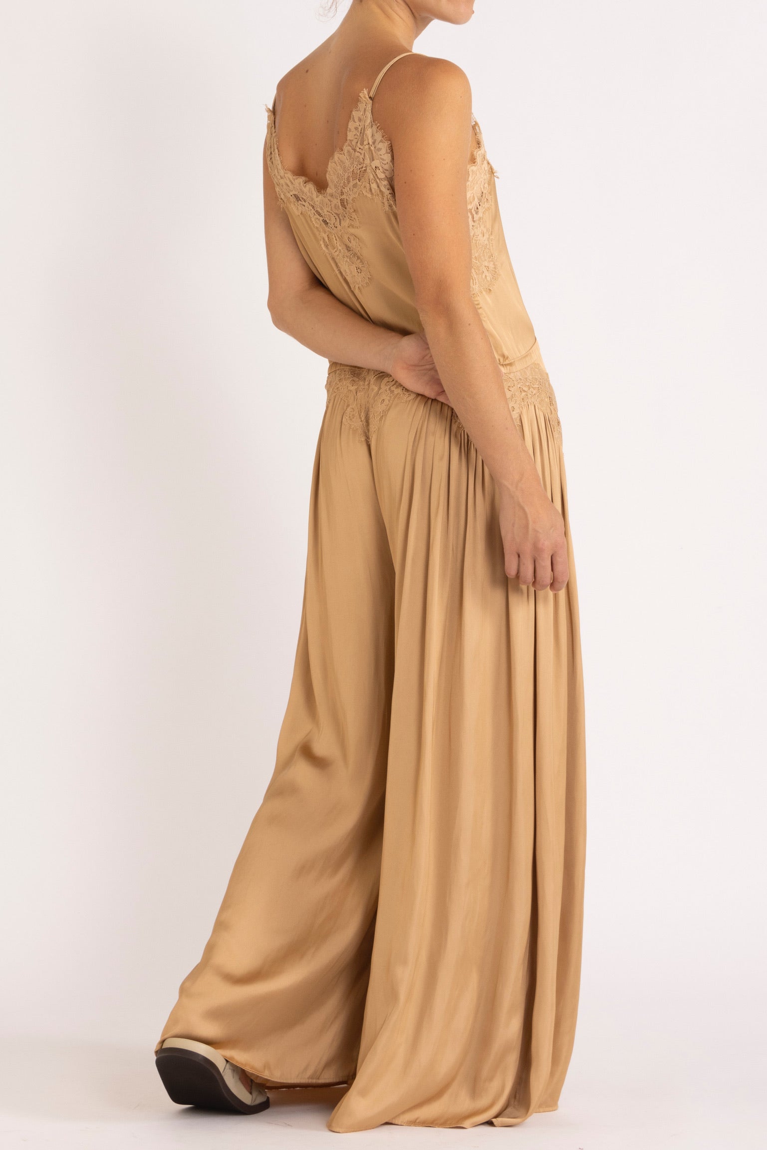 Mimi Satin & Eyelash Lace Jumpsuit