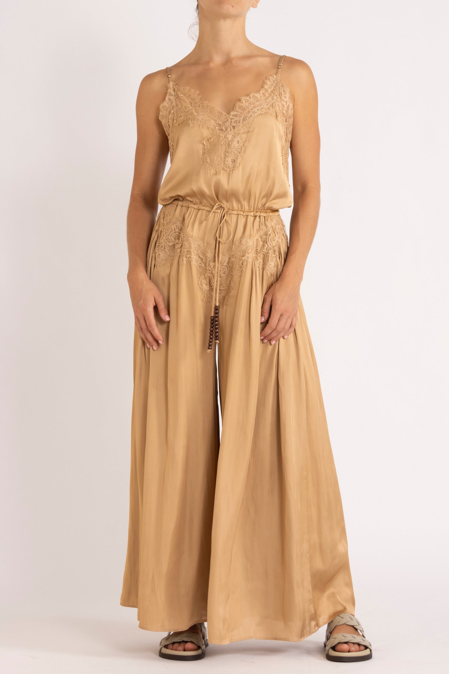 Mimi Satin & Eyelash Lace Jumpsuit