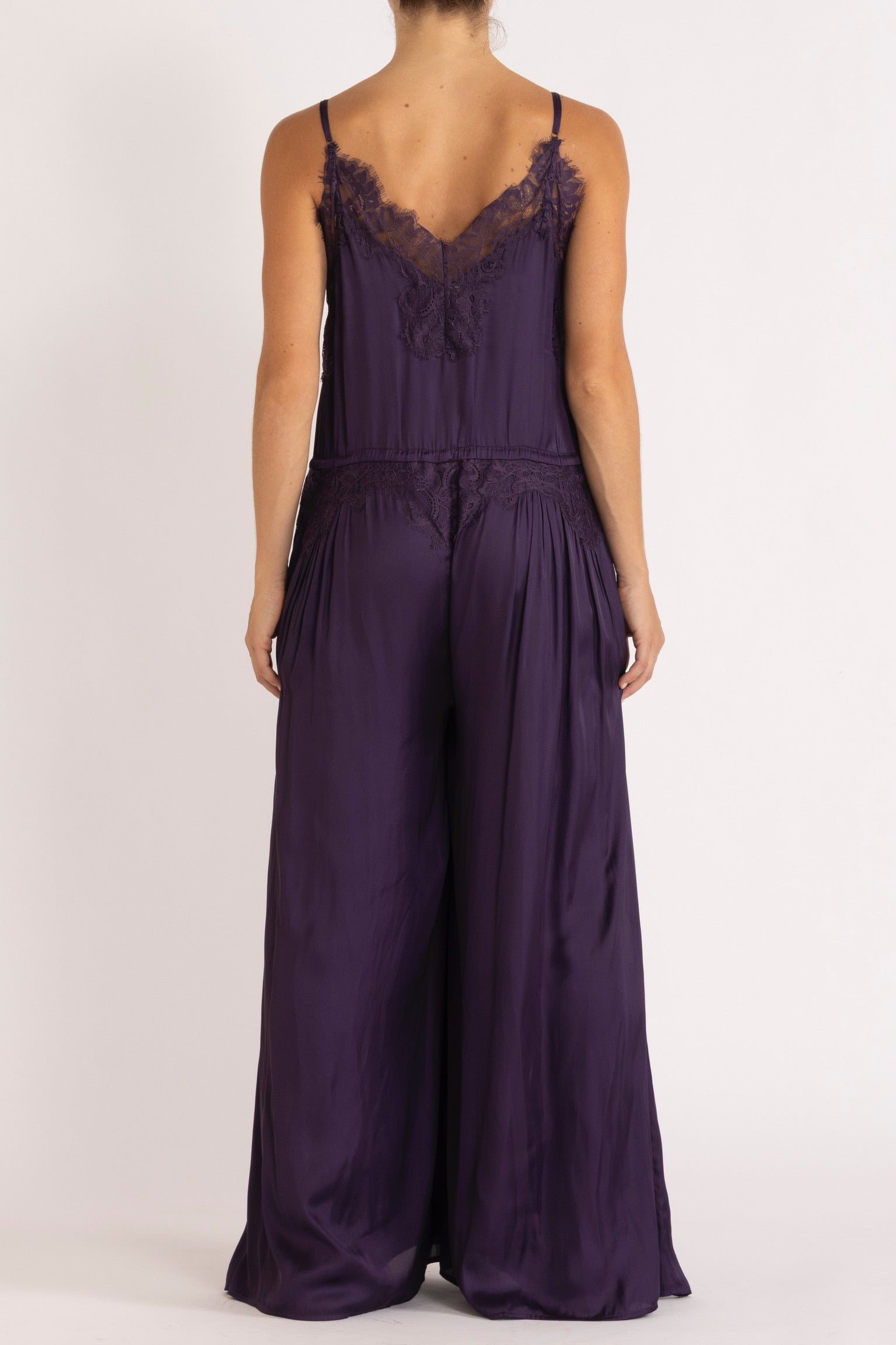 Mimi Satin & Eyelash Lace Jumpsuit