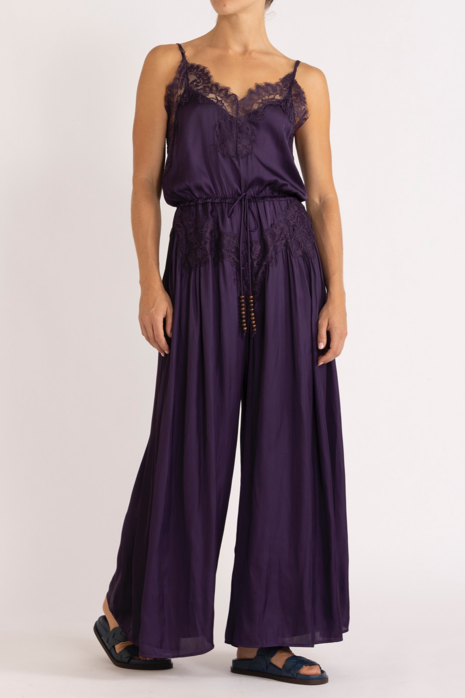 Mimi Satin & Eyelash Lace Jumpsuit