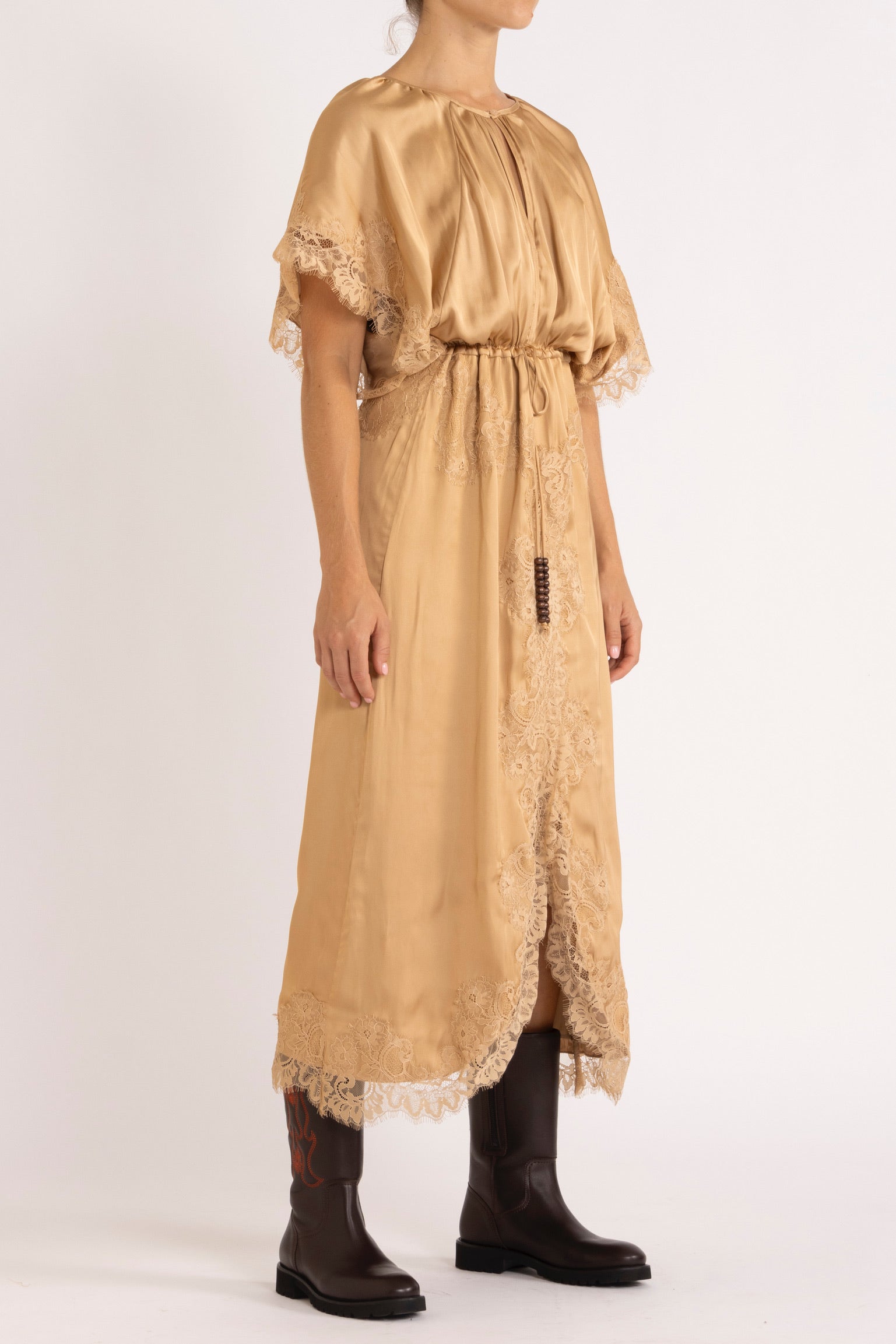 Mimi Satin & Eyelash Lace Dress