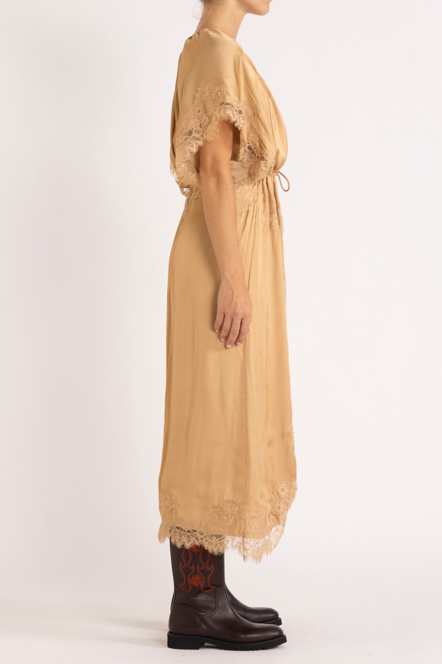 Mimi Satin & Eyelash Lace Dress