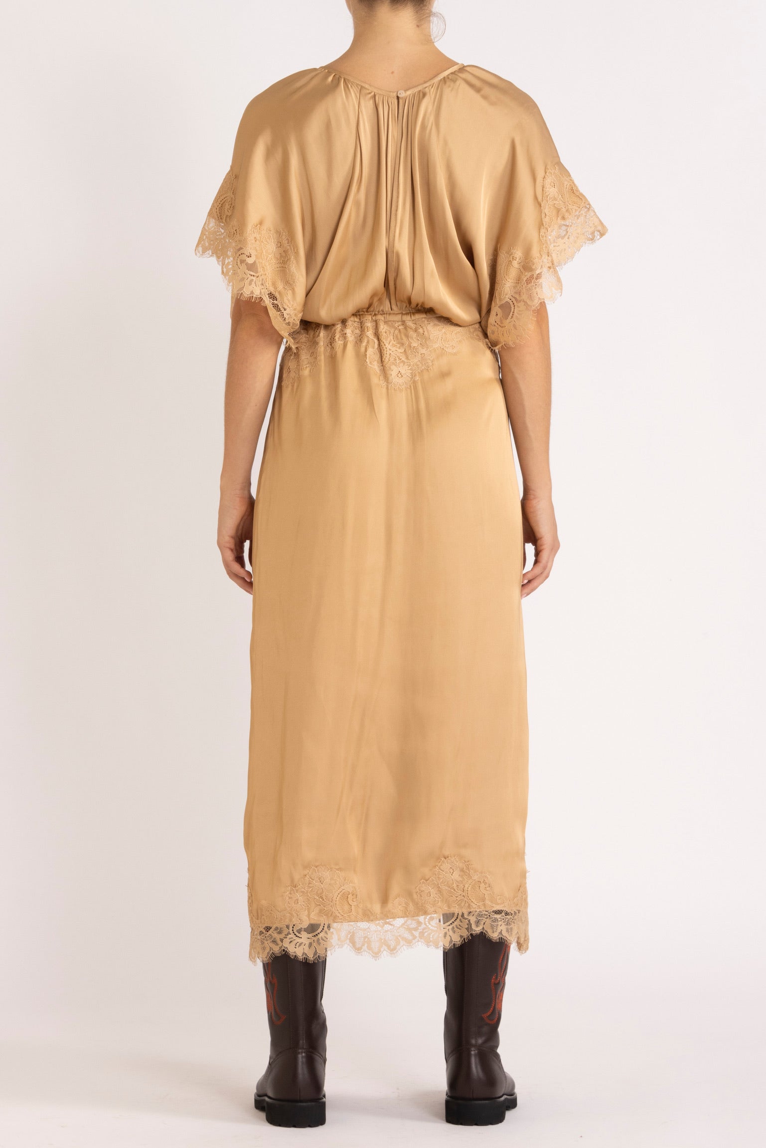 Mimi Satin & Eyelash Lace Dress