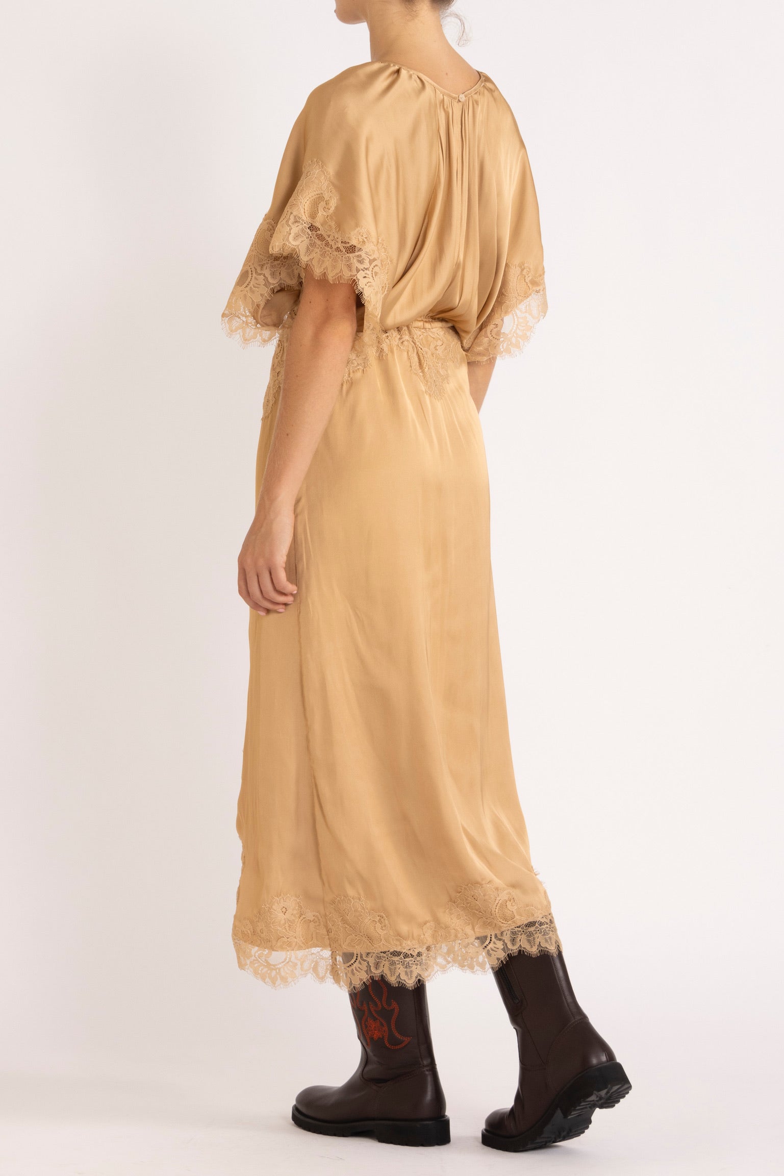 Mimi Satin & Eyelash Lace Dress