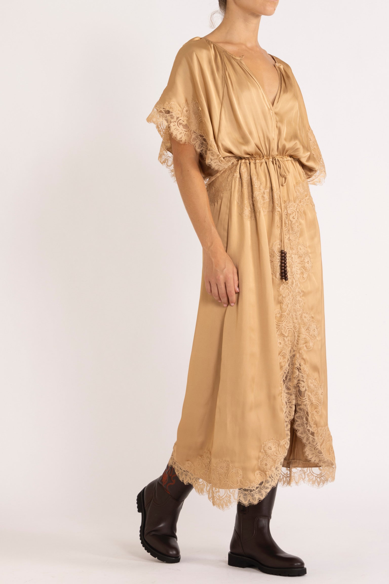 Mimi Satin & Eyelash Lace Dress