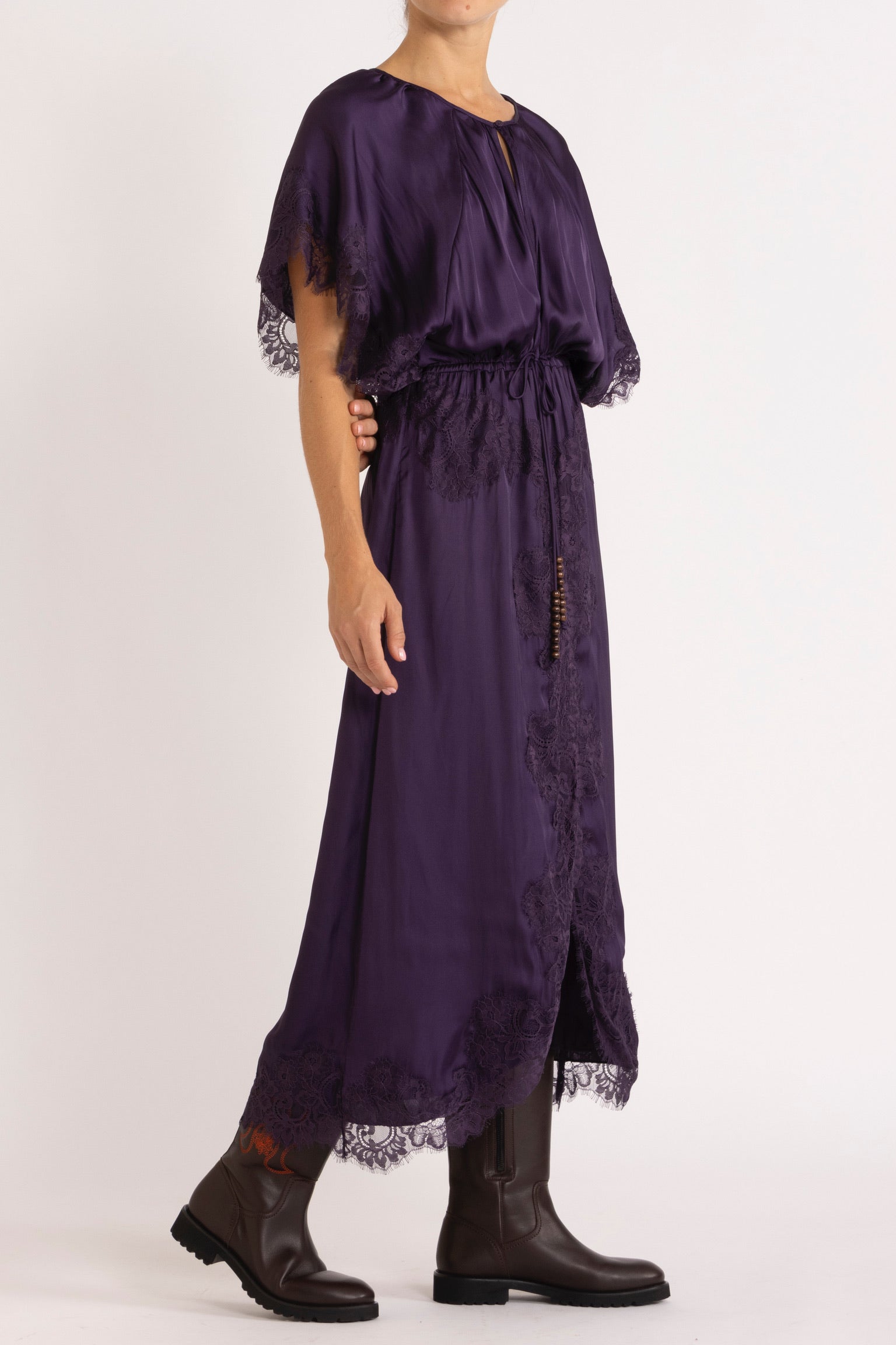 Mimi Satin & Eyelash Lace Dress