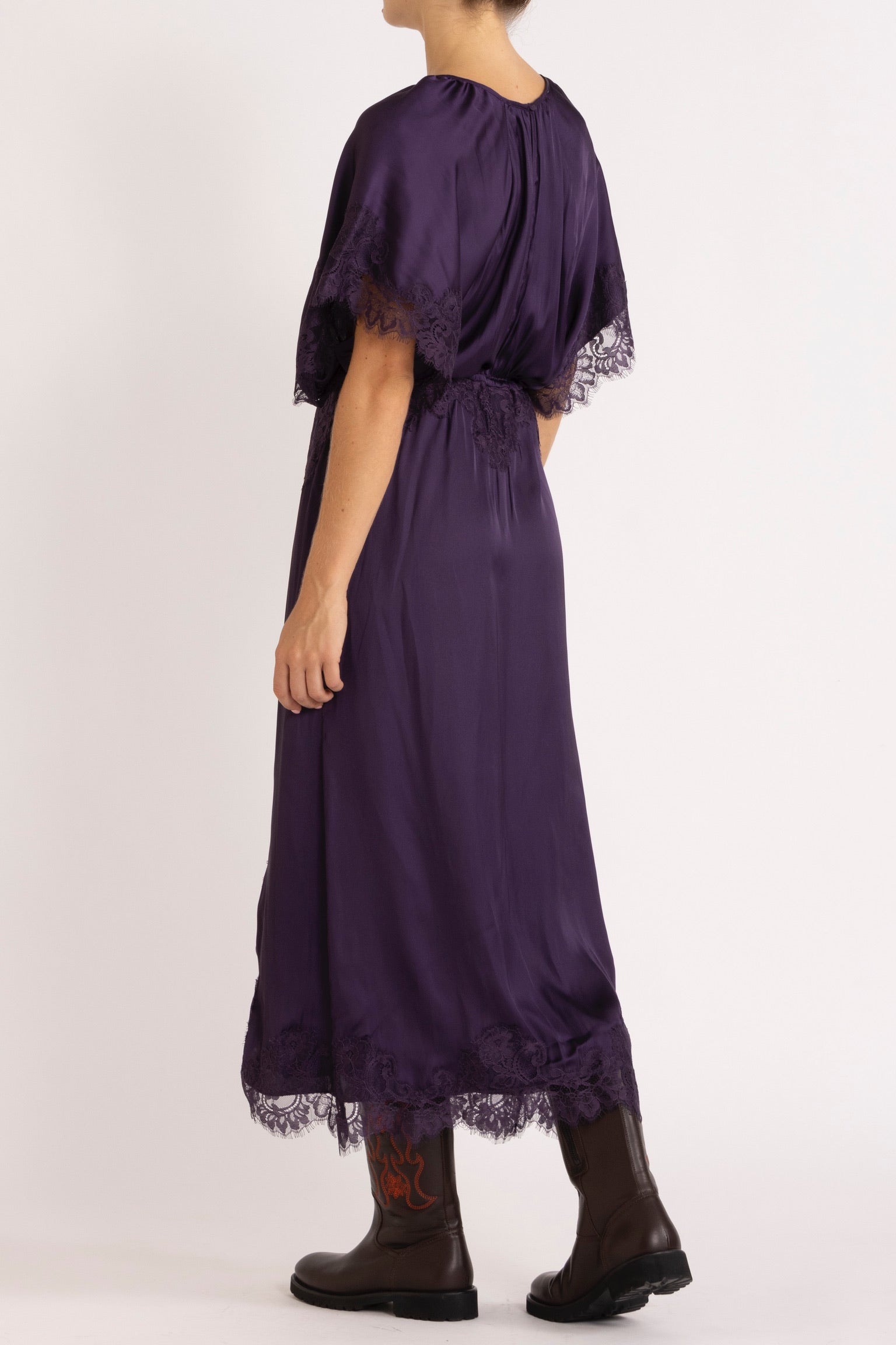 Mimi Satin & Eyelash Lace Dress