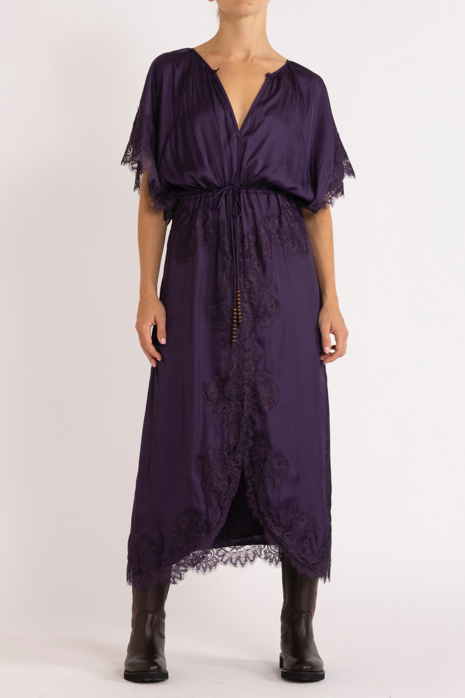 Mimi Satin & Eyelash Lace Dress