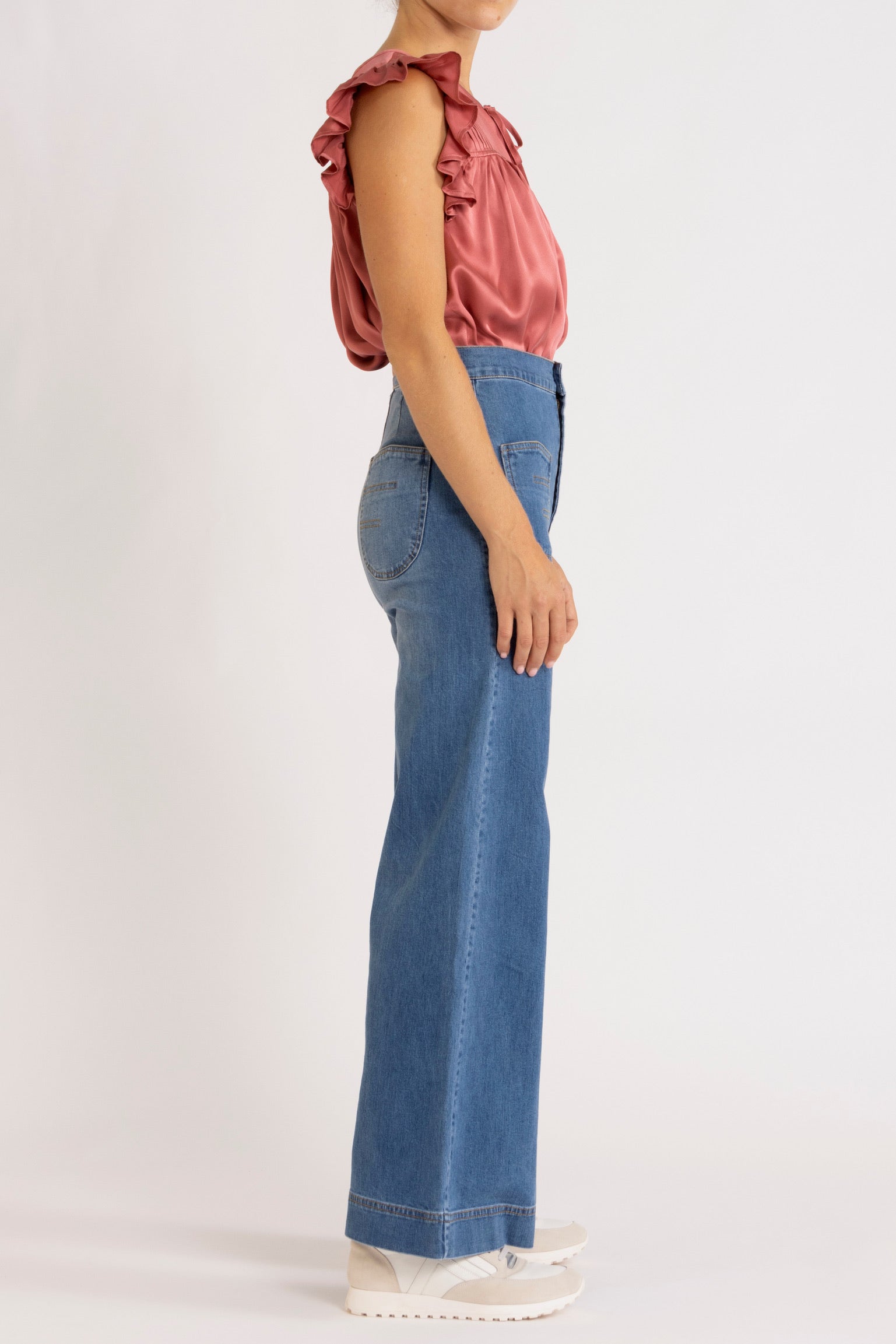 Tindra Silk Pleated Top