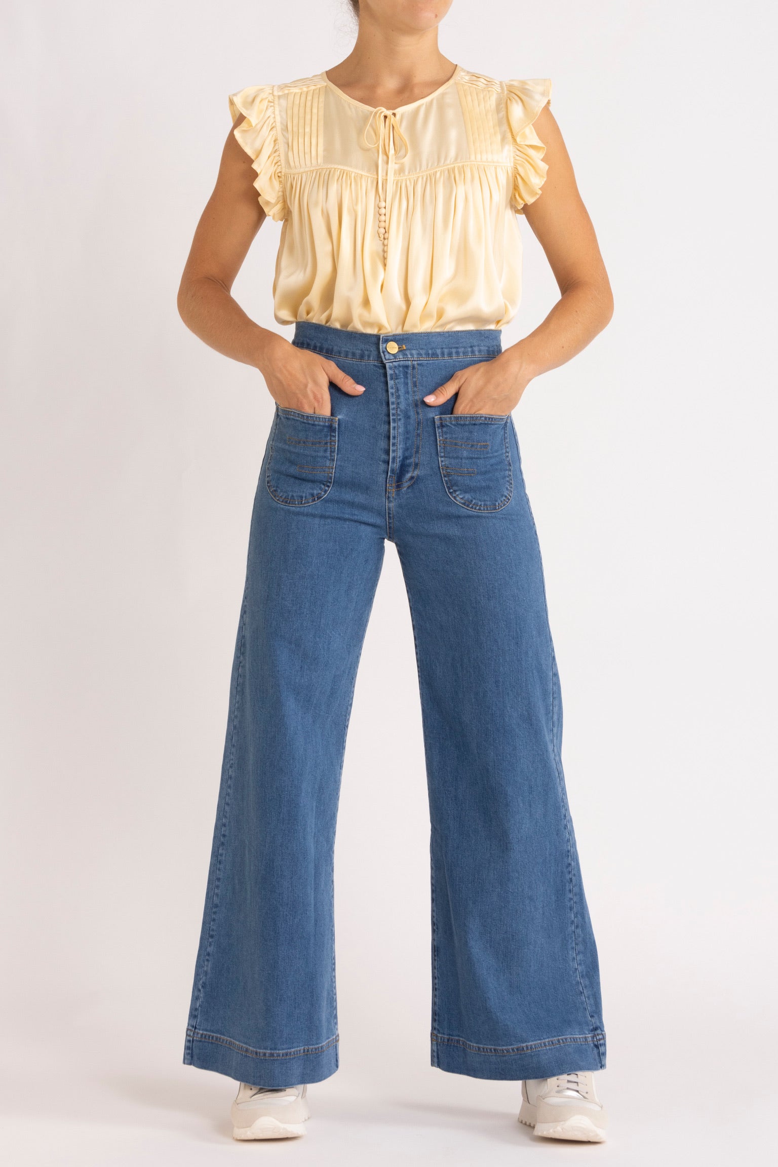 Tindra Silk Pleated Top