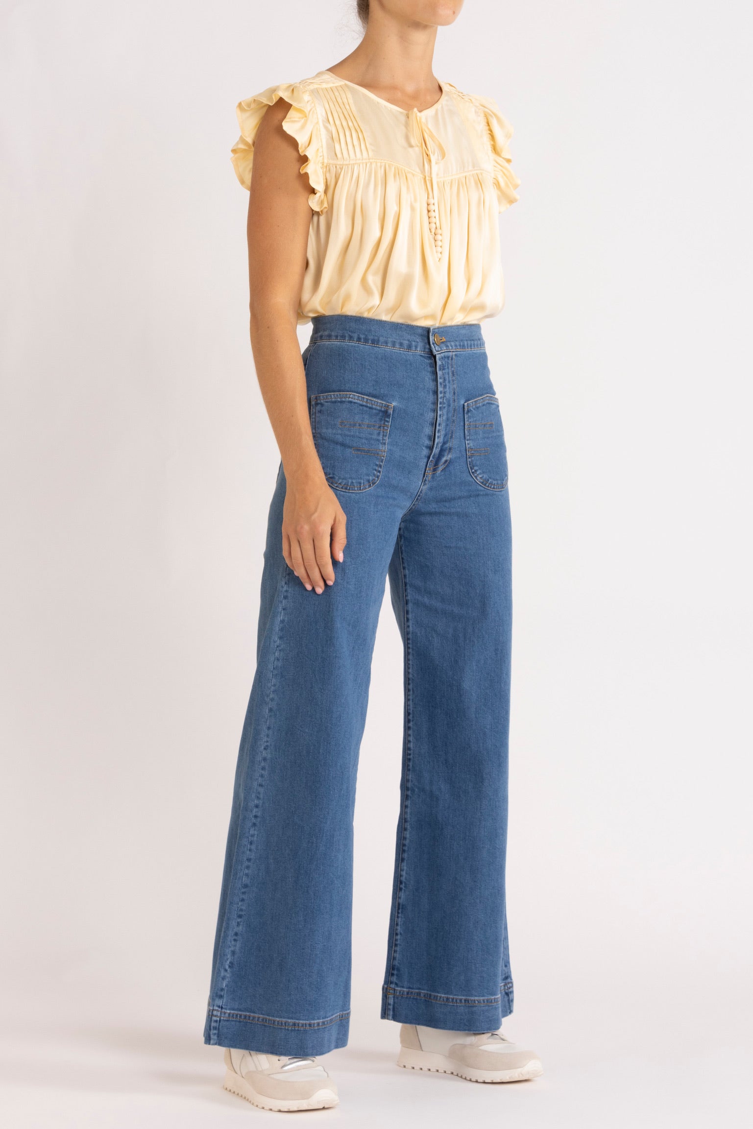 Tindra Silk Pleated Top