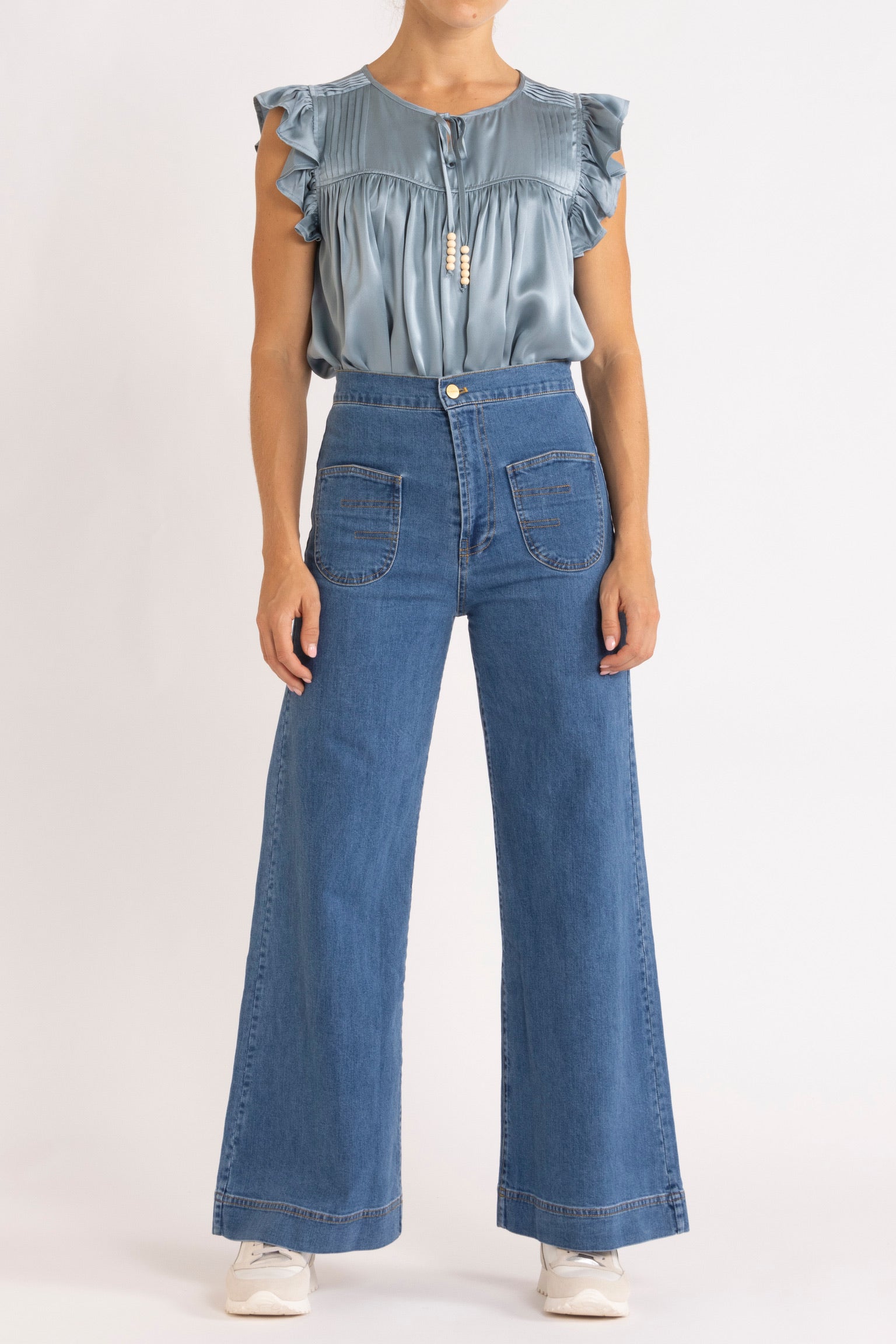 Tindra Silk Pleated Top