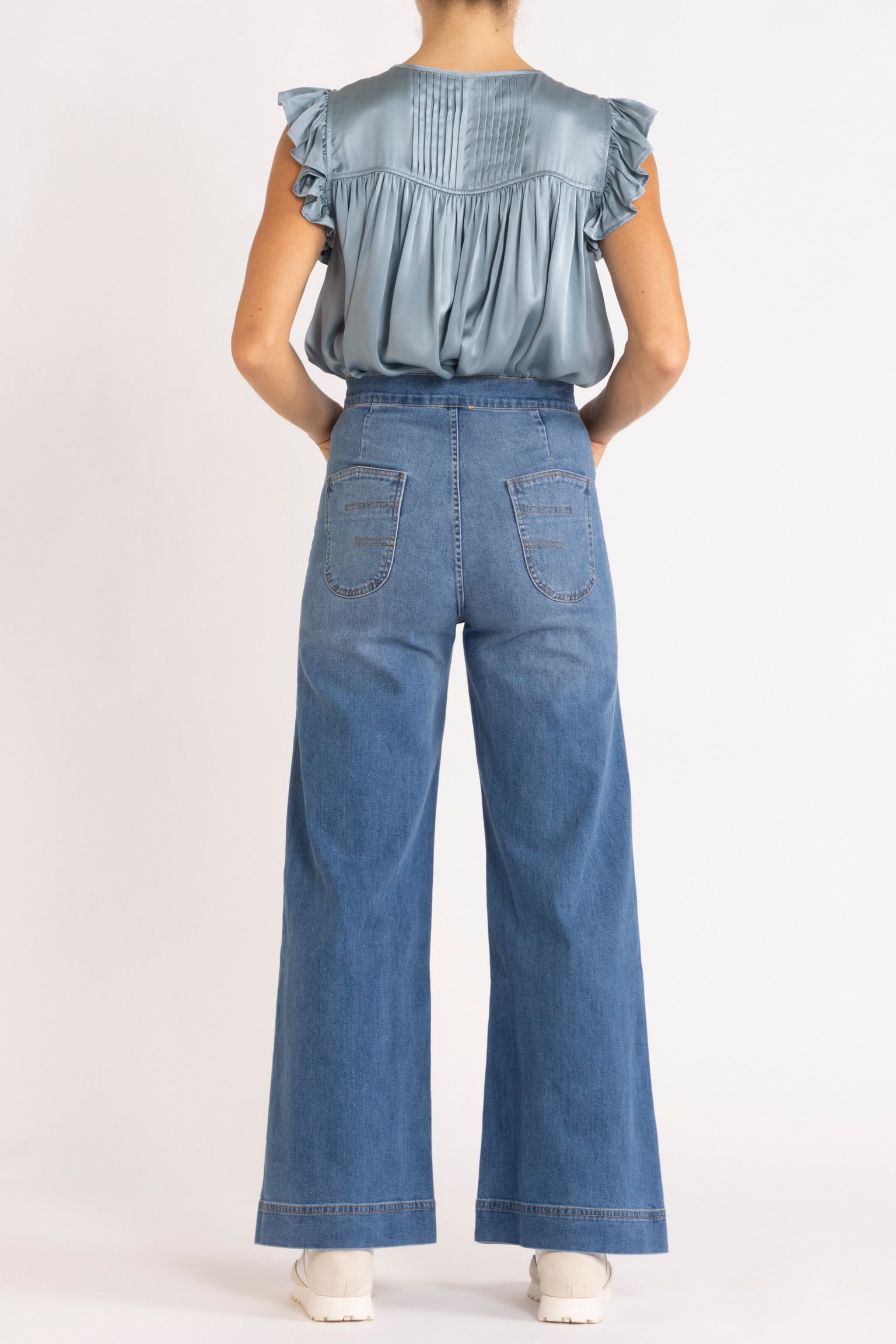 Tindra Silk Pleated Top