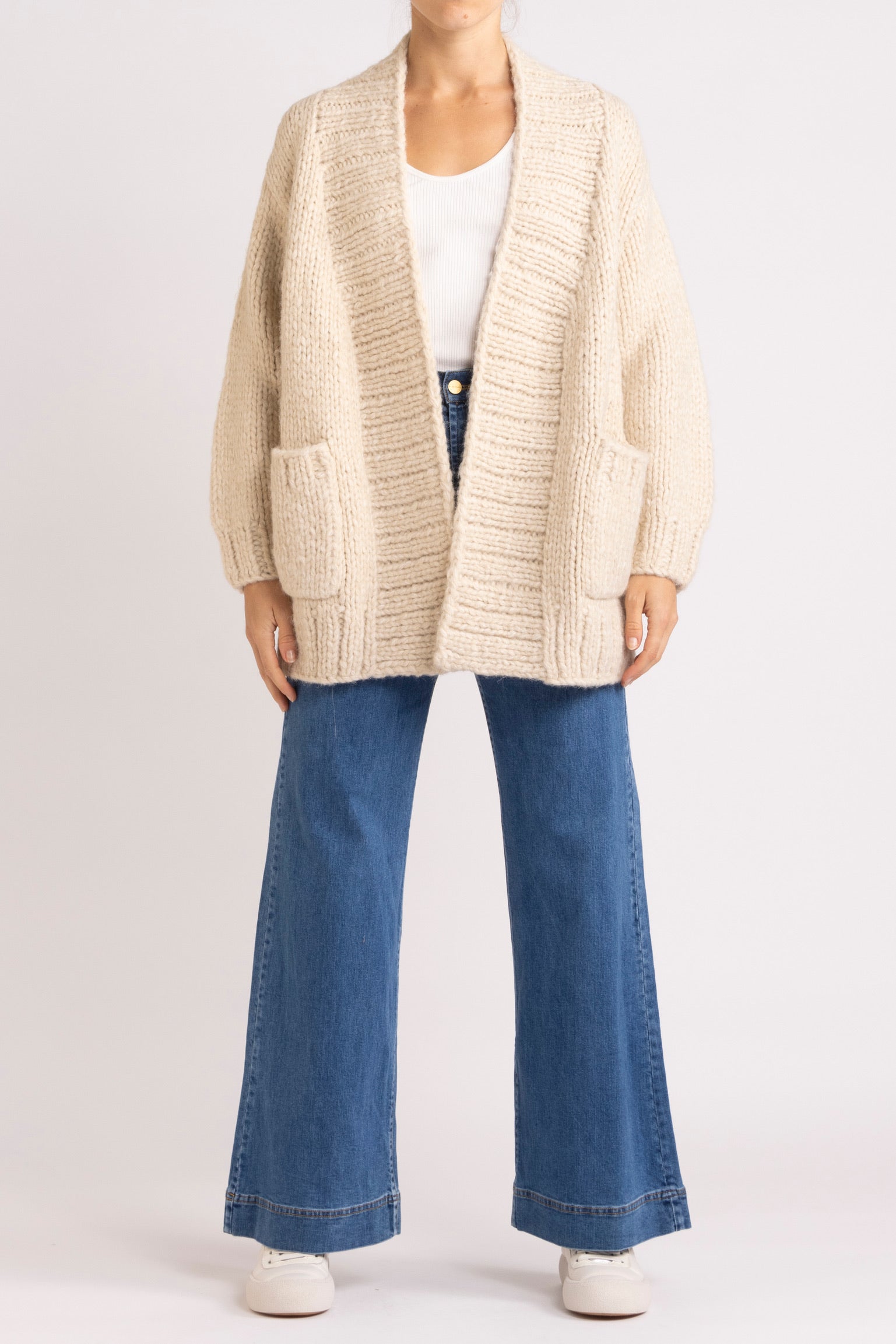 Lorelie Hand-Knit Wool Cardigan