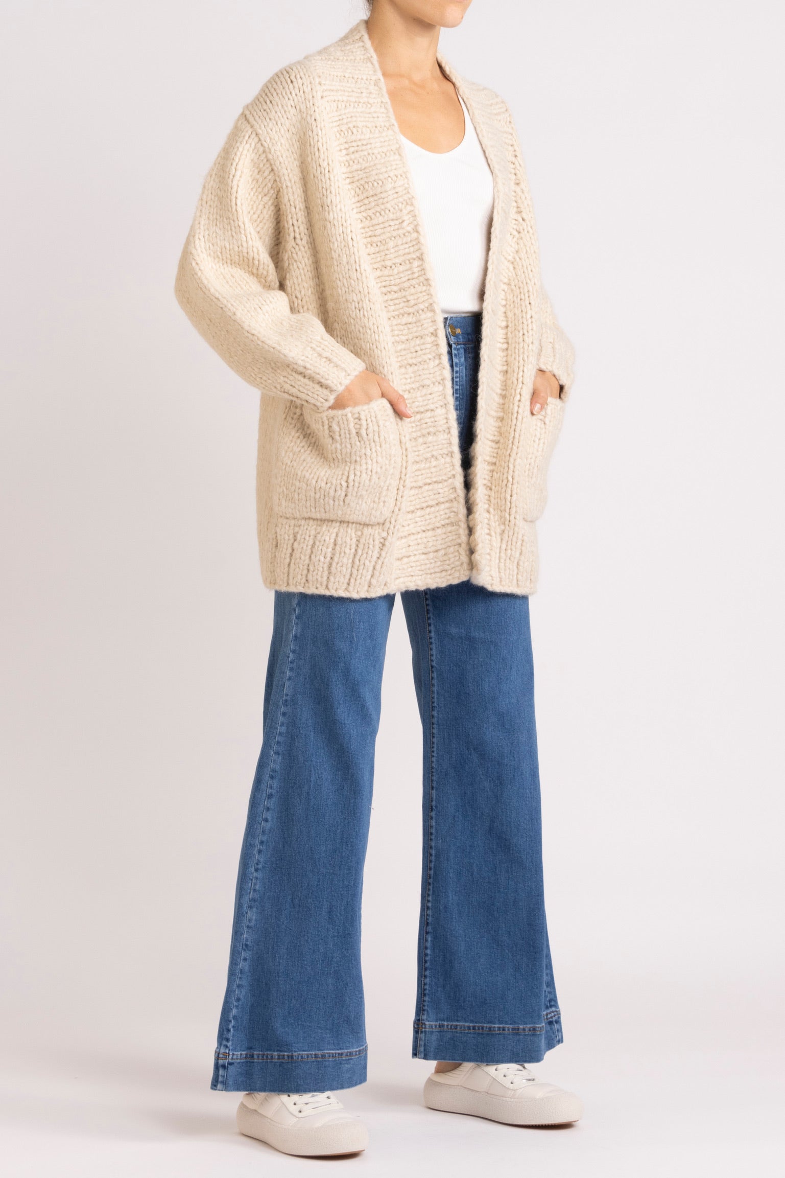 Lorelie Hand-Knit Wool Cardigan