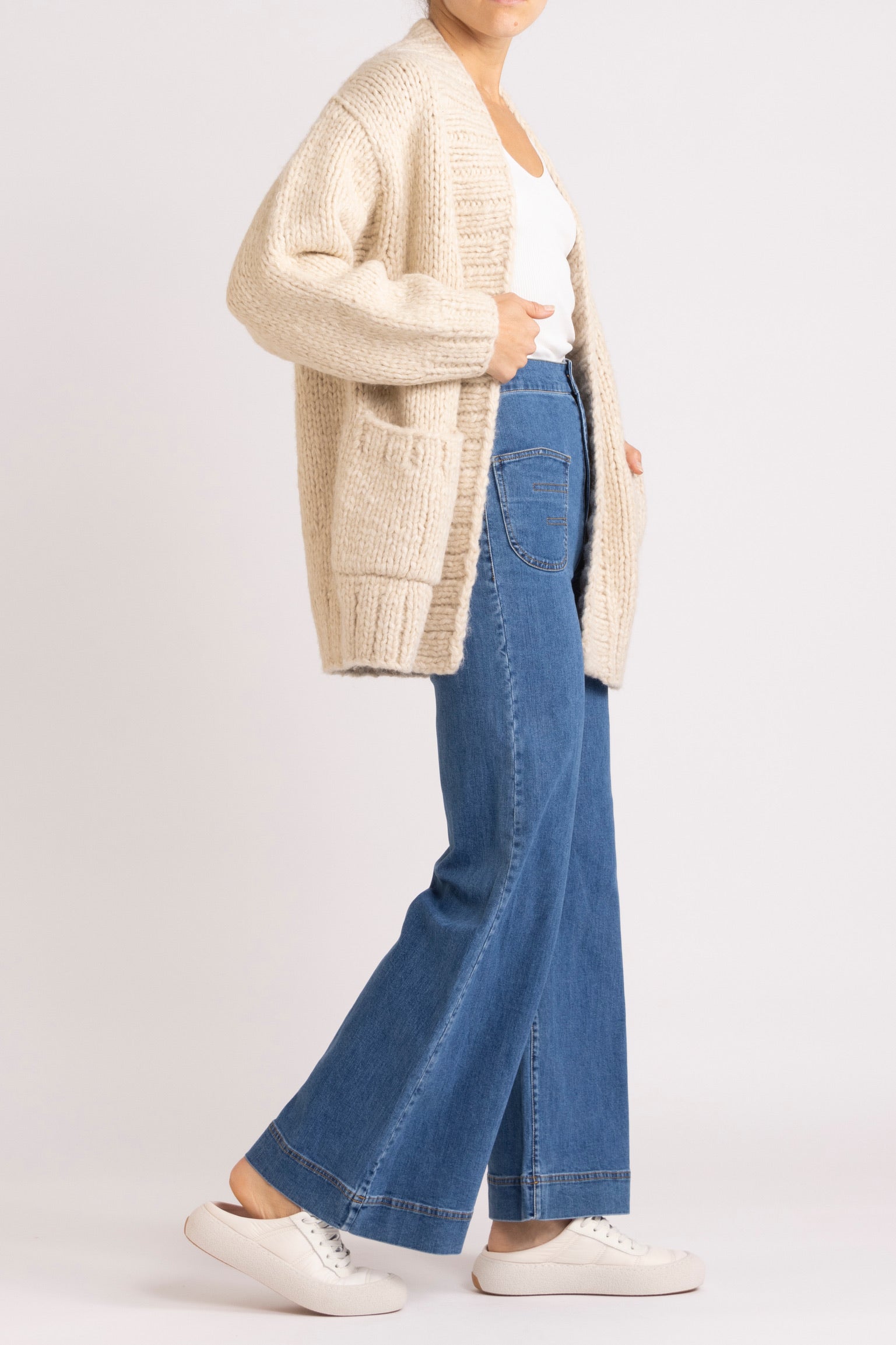 Lorelie Hand-Knit Wool Cardigan