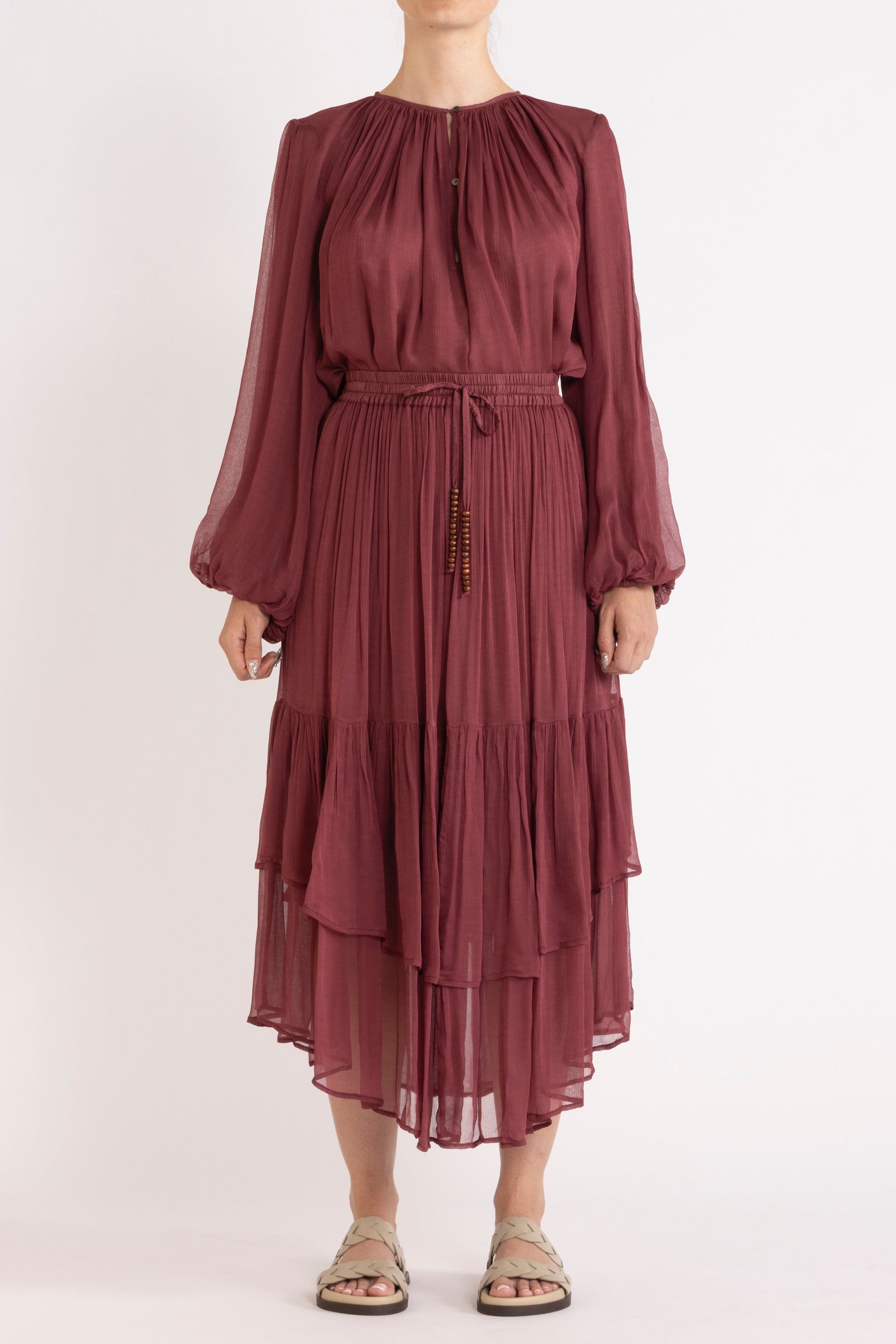 Lucinda Crinkle Chiffon Long Sleeve Top