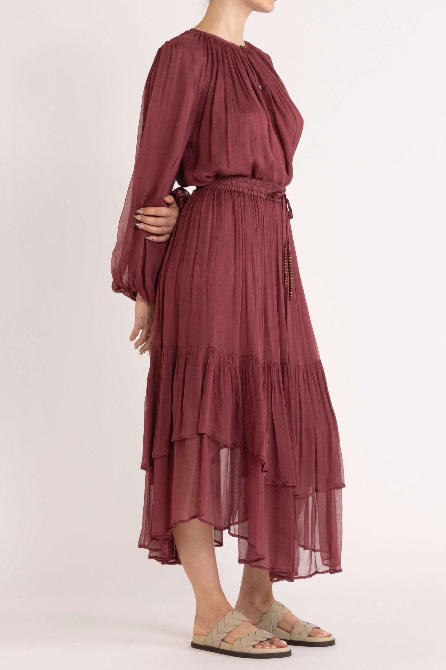 Lucinda Crinkle Chiffon Long Sleeve Top