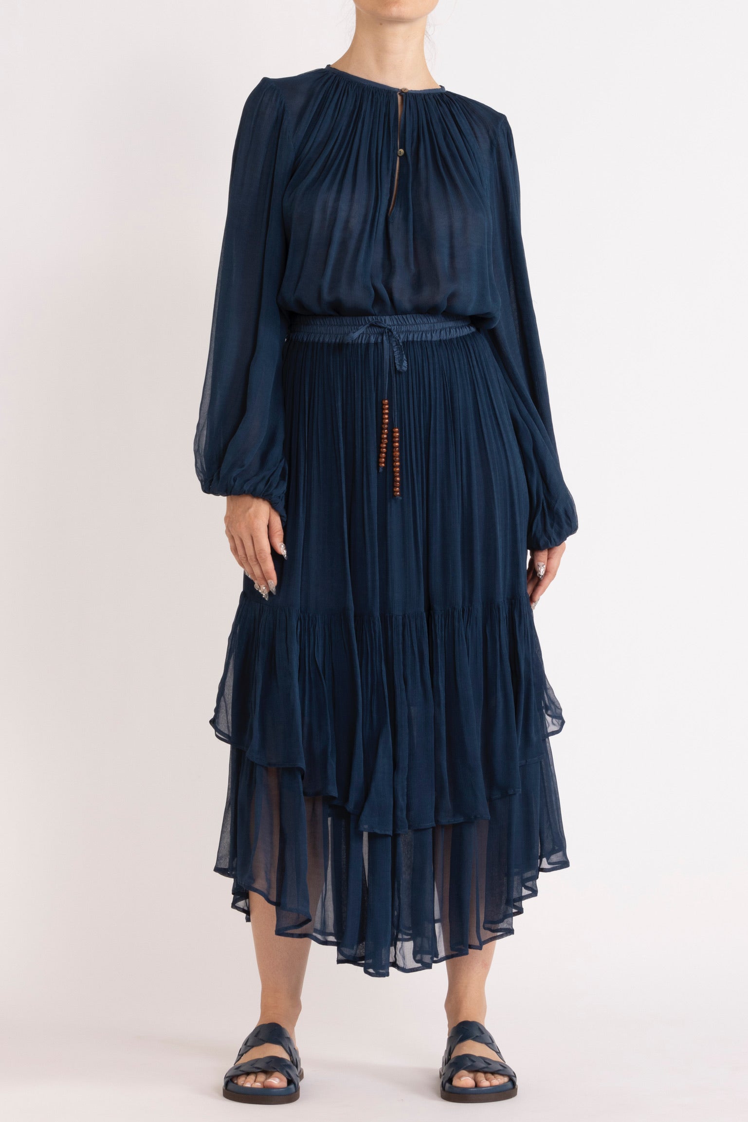 Lucinda Crinkle Chiffon Long Sleeve Top