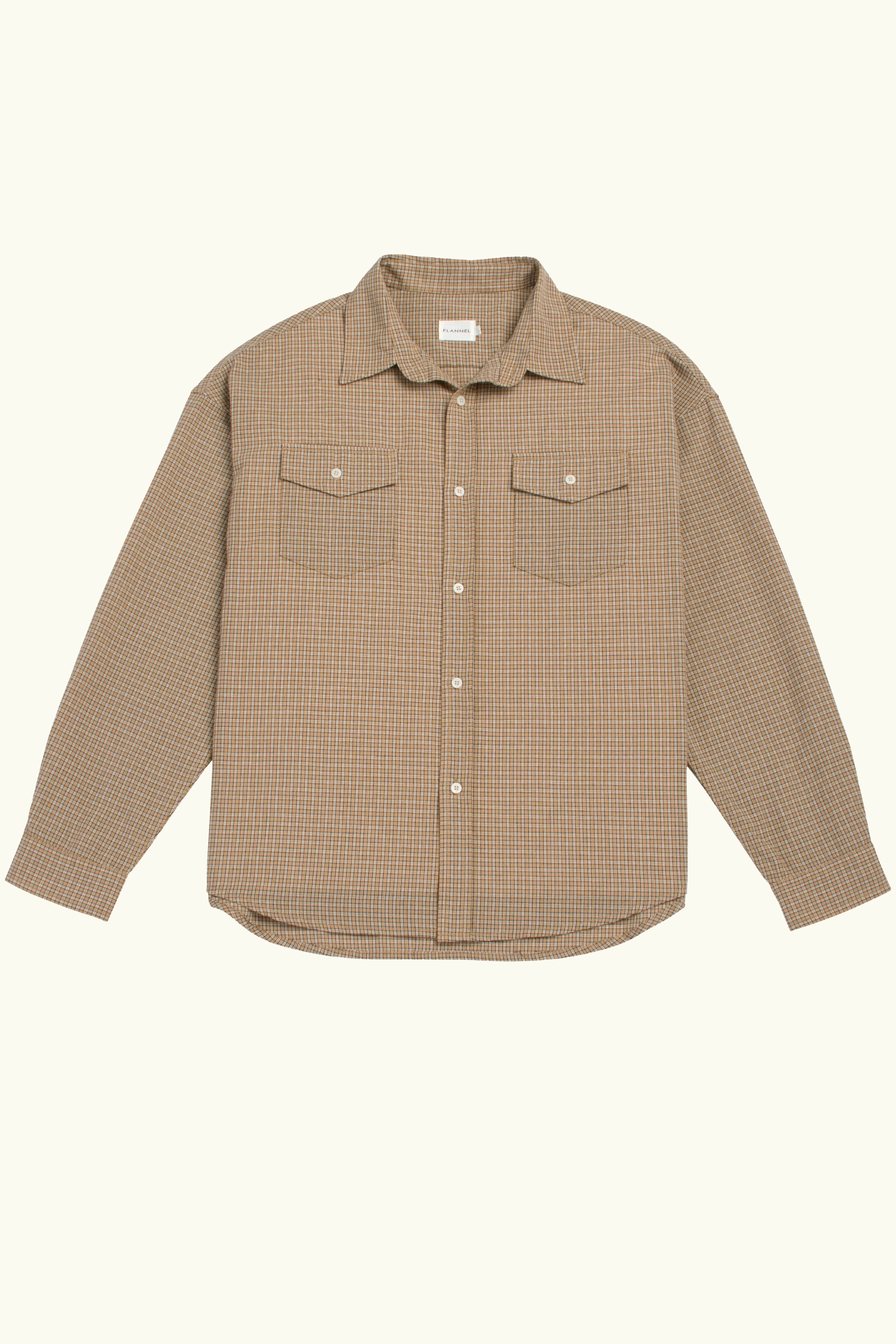 camel checkered cotton shirt on a white background