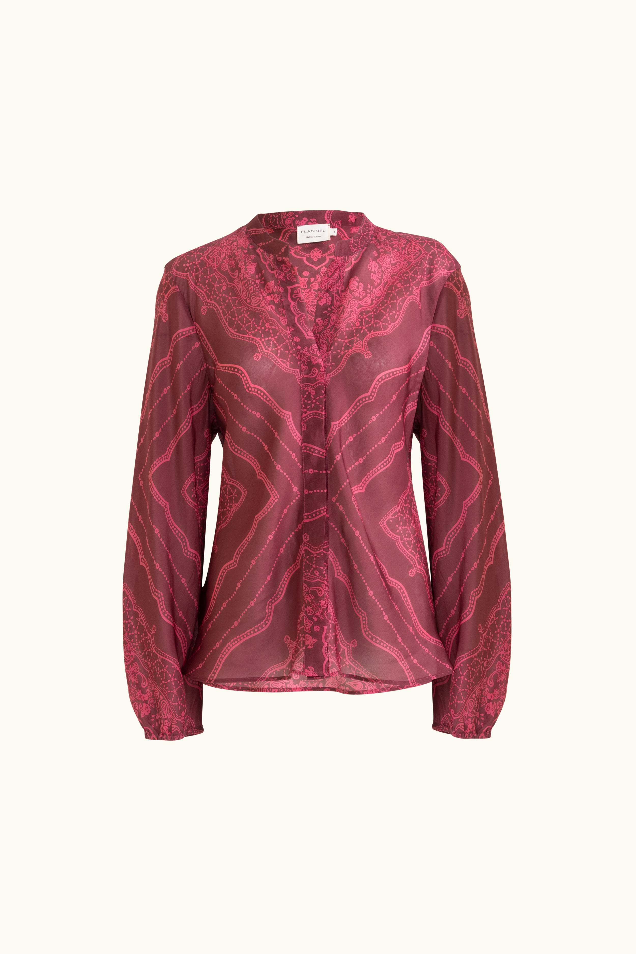 Renee Printed Silk Long Sleeve Top