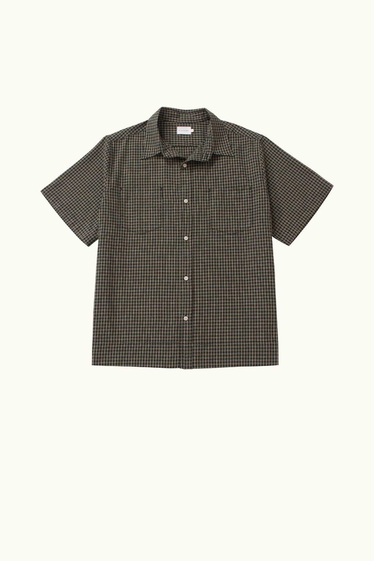 Green cotton check shirt on a white background