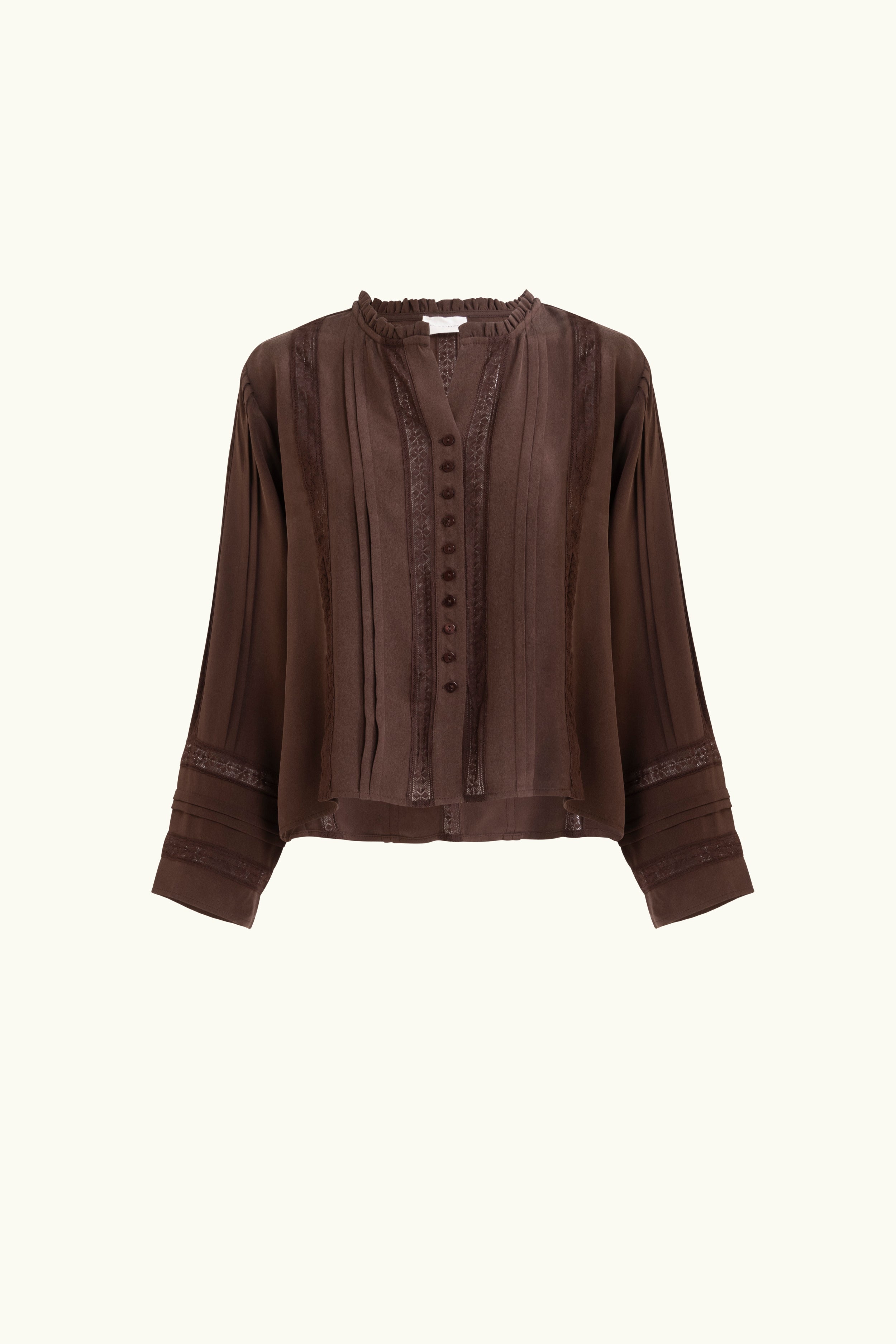 Albrey Silk Crepe Long Sleeve Top